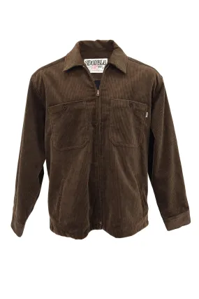 Zip Thru Long Sleeve Cord Shirt Brown Oversized Fit