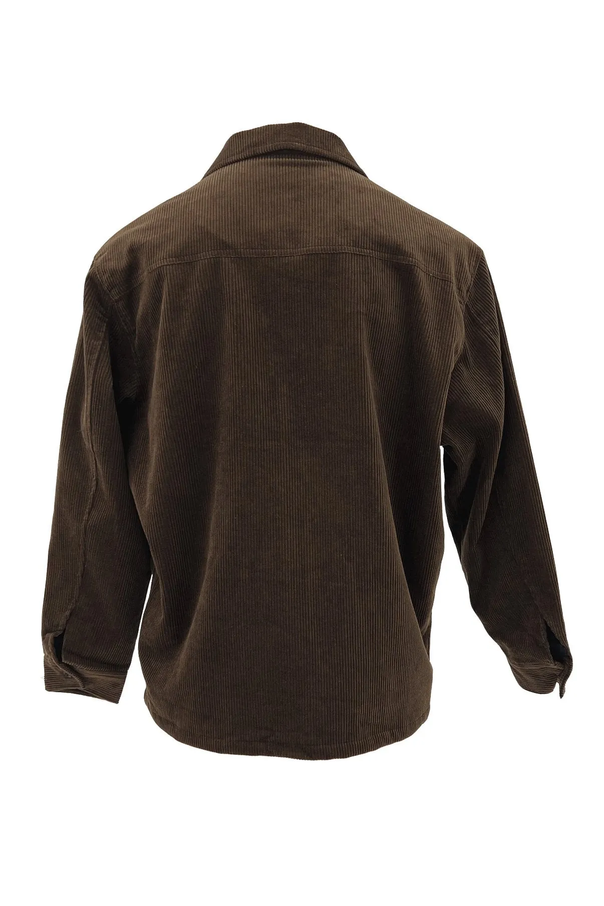 Bohemian style Zip Thru Long Sleeve Cord Shirt Brown