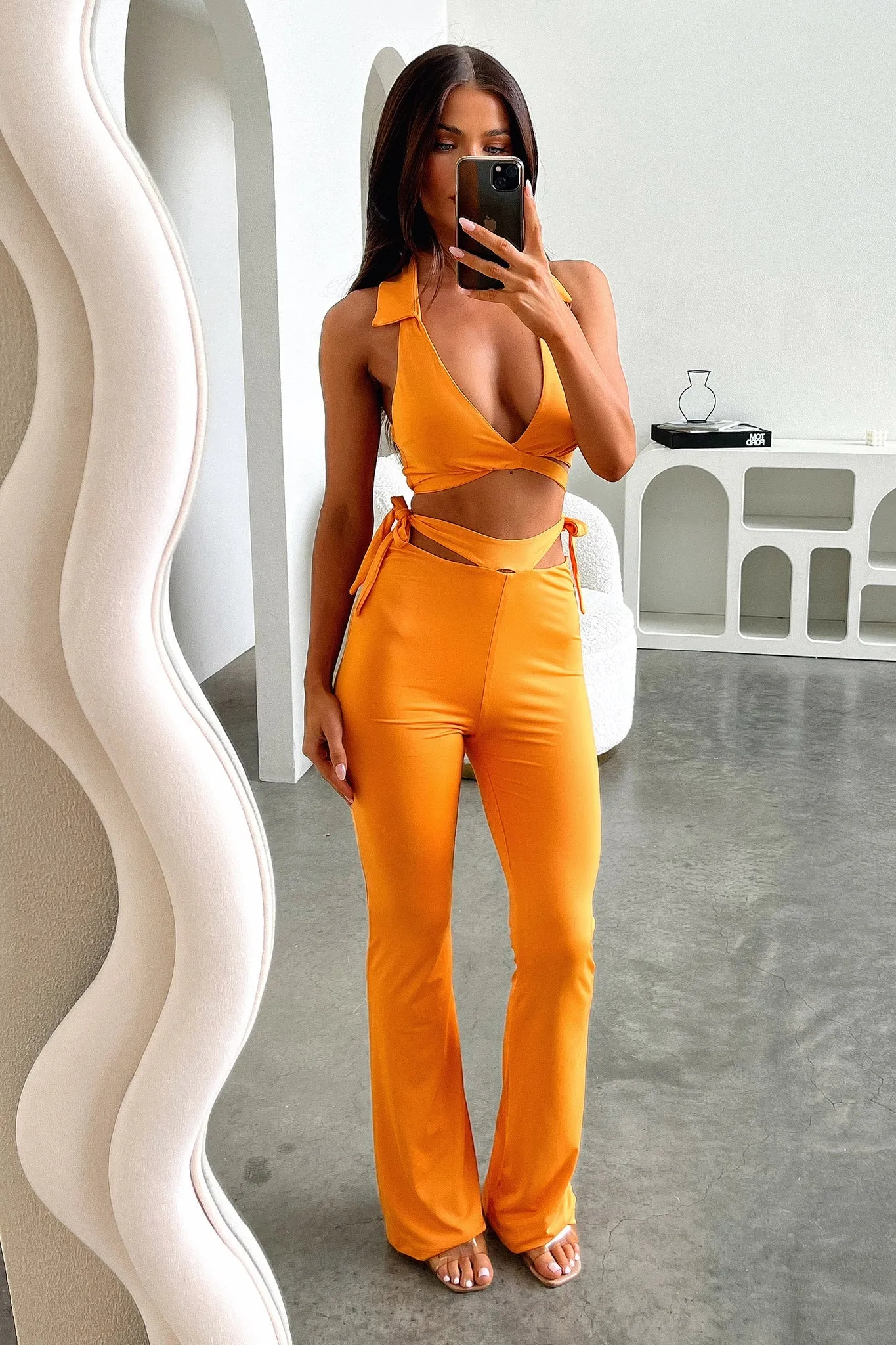 Perfect Comfort Fit Thia Flare Pants - Orange