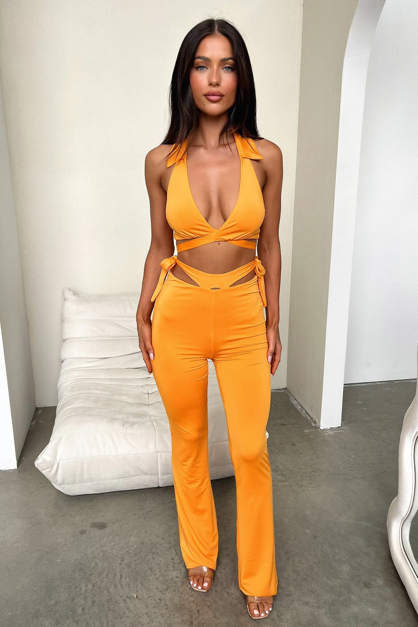 Thia Flare Pants - Orange Work Ready Comfortable Leg