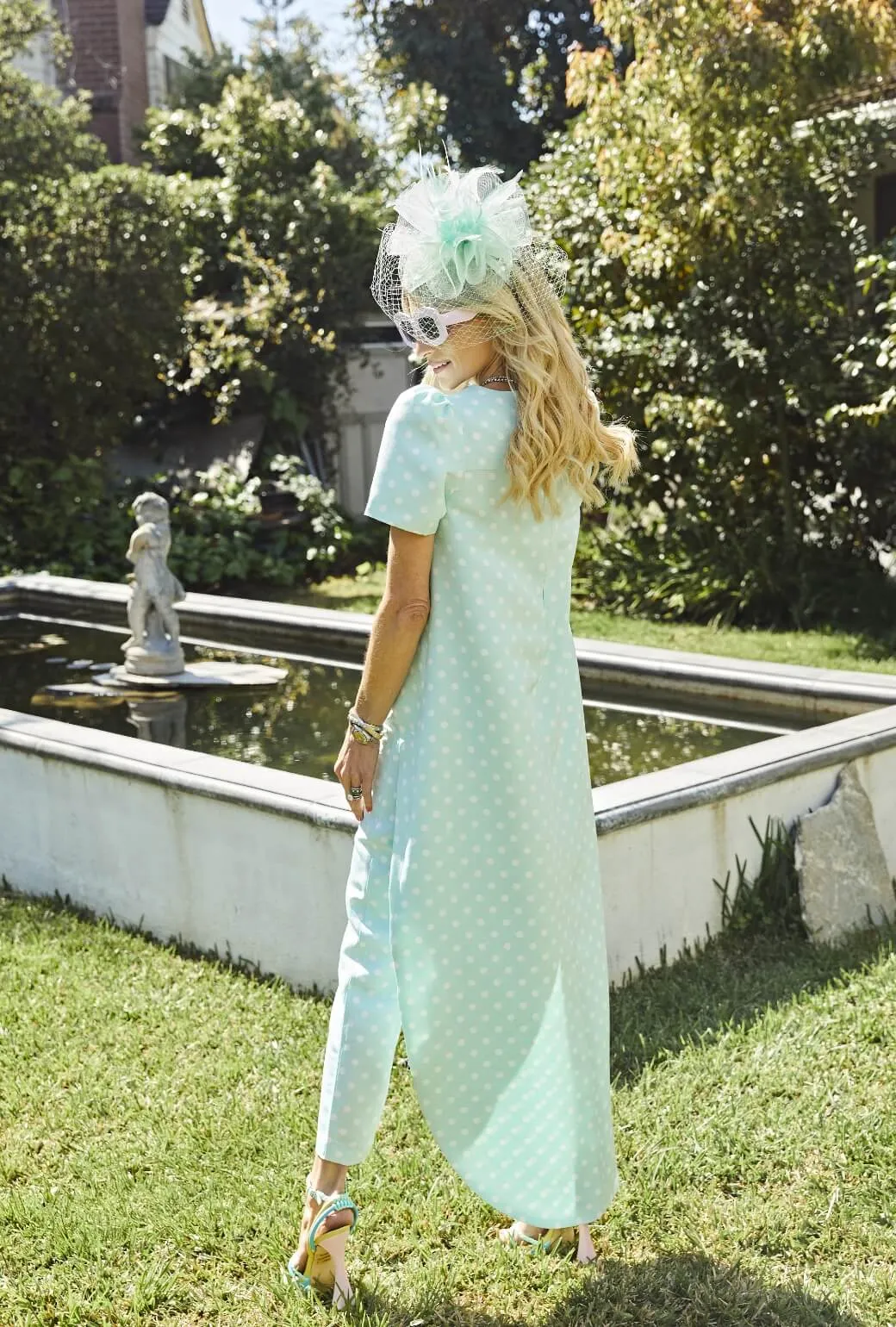 Run for the Roses Cropped Cigar Pant - Aqua Dot Recyclable Fabric Blend Relax Mode