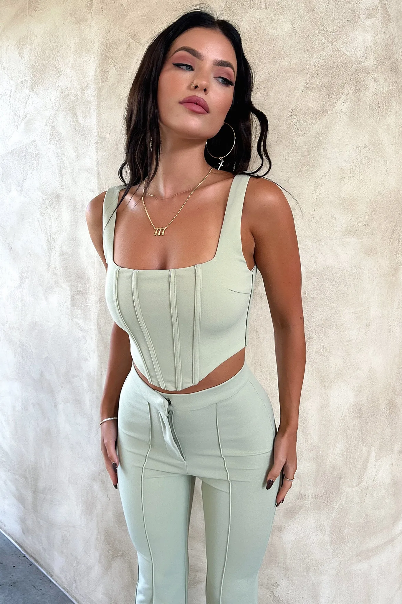 Token Flare Pants - Sage Double Stitched Soft Finish