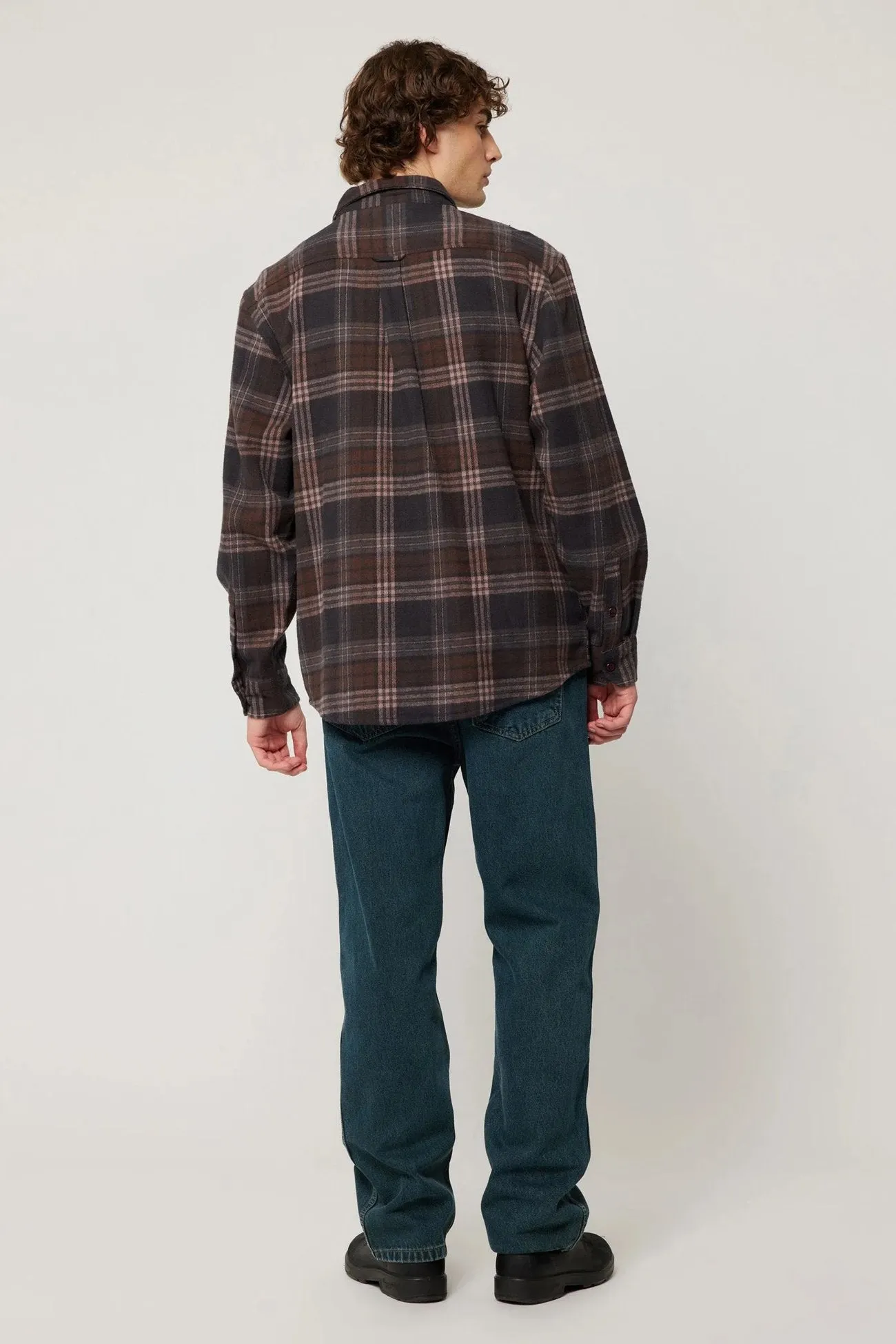 Anti Pilling LowMaintenanceFabric Trailer Check Shirt Brown Check