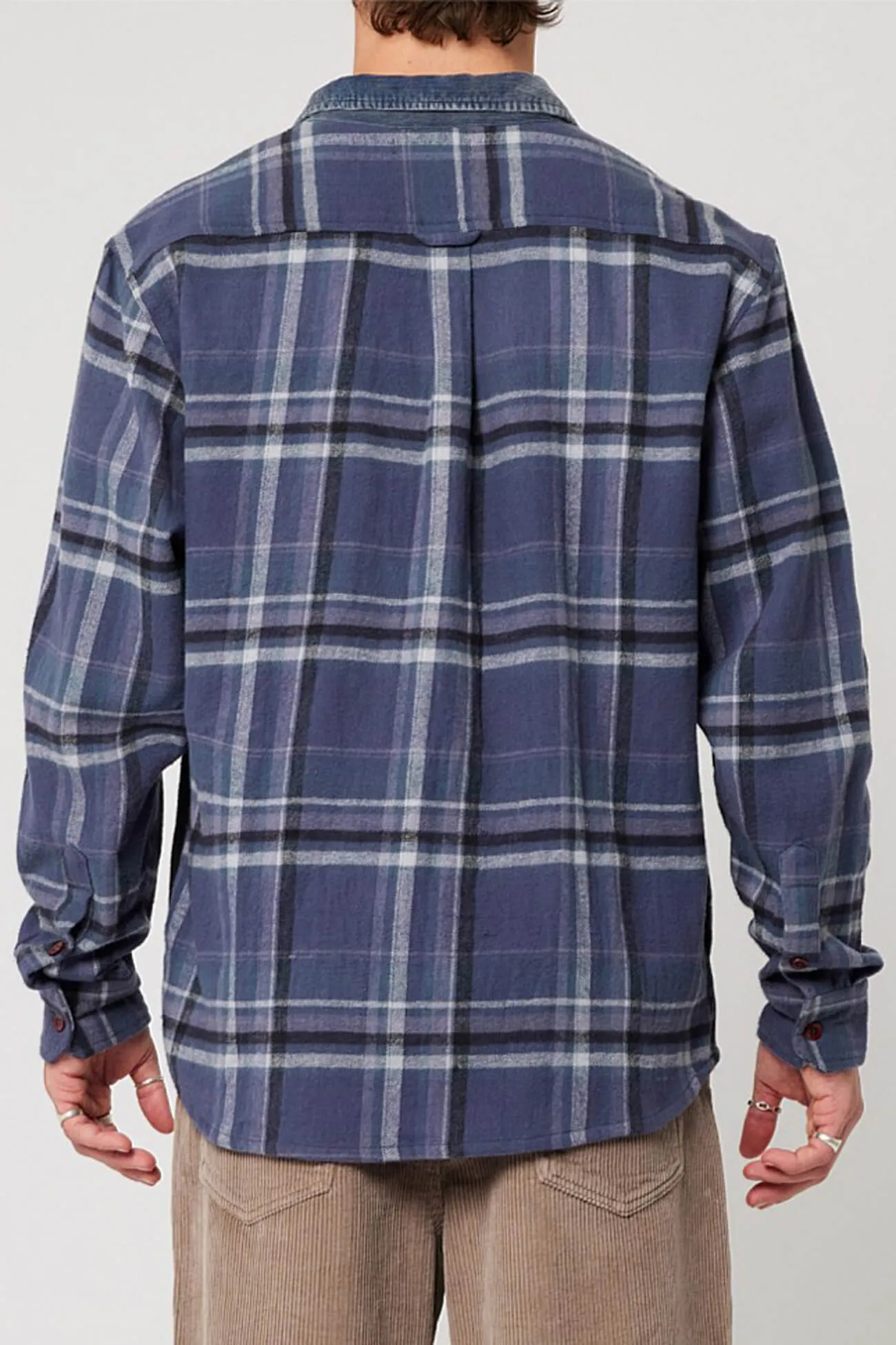Trailer Check Shirt Navy Moisture Wicking Material AthleisureCompatible