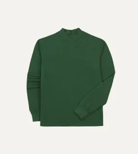 Green Cotton Long-Sleeve Mock Neck Hiking T-Shirt Outdoor Leisure Pastel color