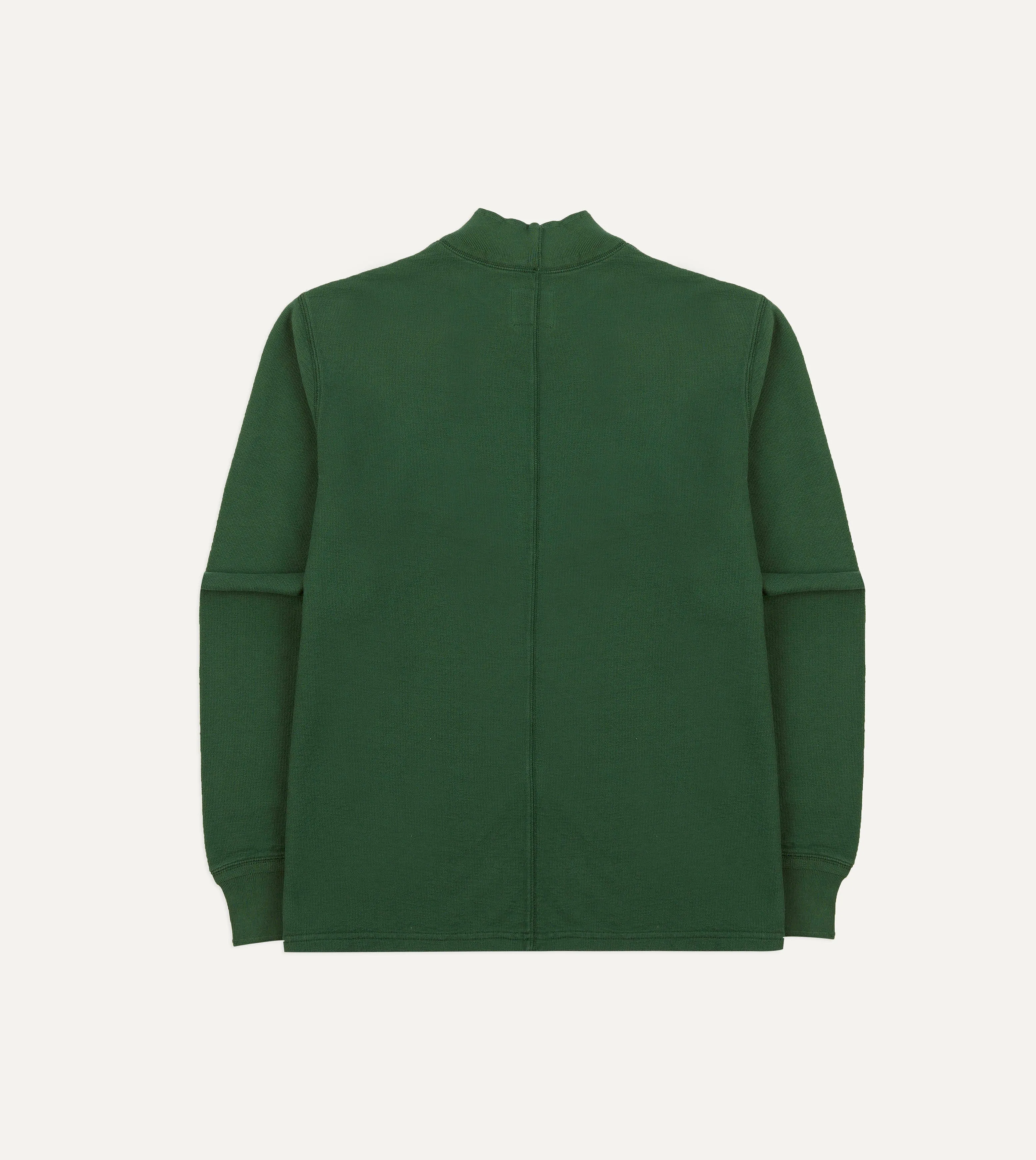 Green Cotton Long-Sleeve Mock Neck Hiking T-Shirt Fashionable Piece