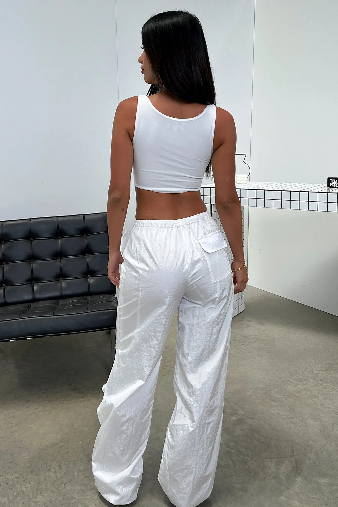 Karter Parachute Pants - White AdjustableWaistband Chilly Day Ready