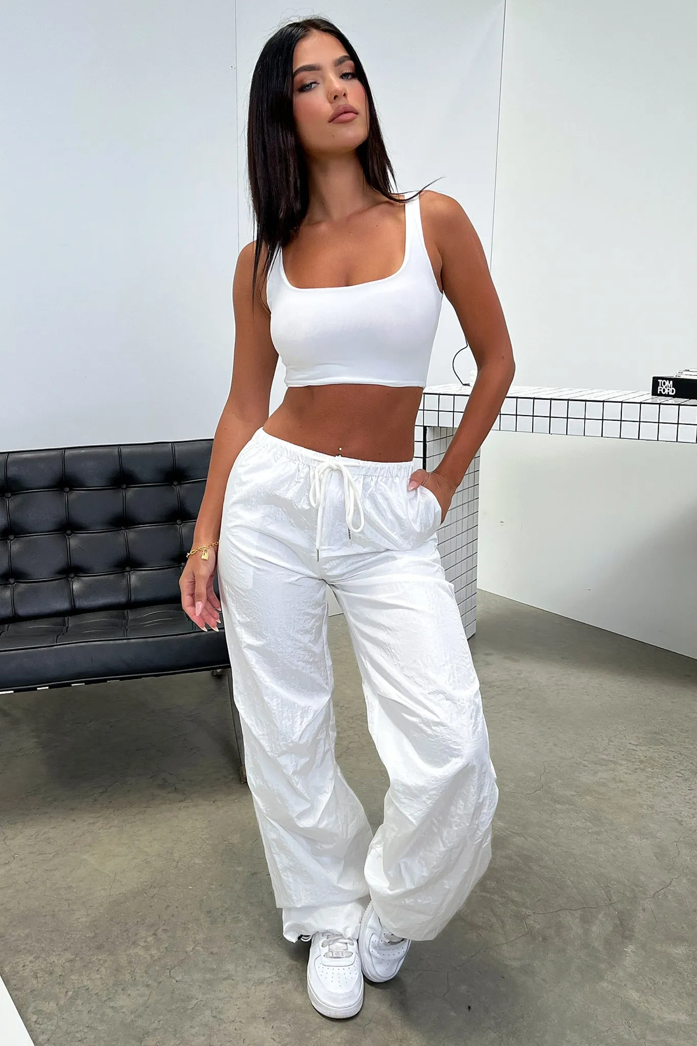 Karter Parachute Pants - White Soft Structure Sporty Comfort Wear