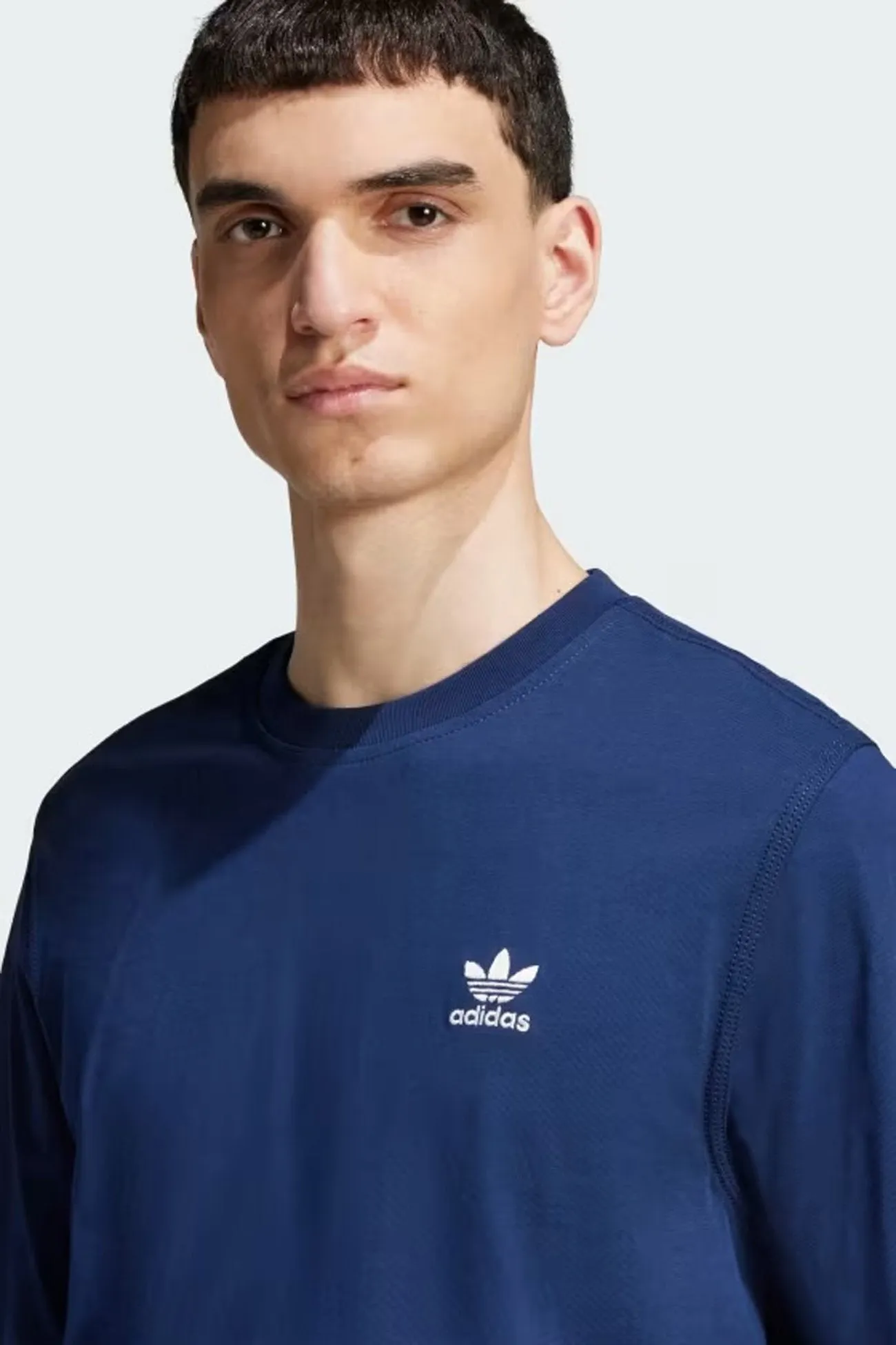 Trefoil Essential Tee Night Indigo Layered Placket Design