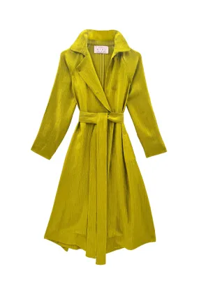 Trench Coat - Ribbed Chartreuse Basic Travel Fit Hypoallergenic Fibers