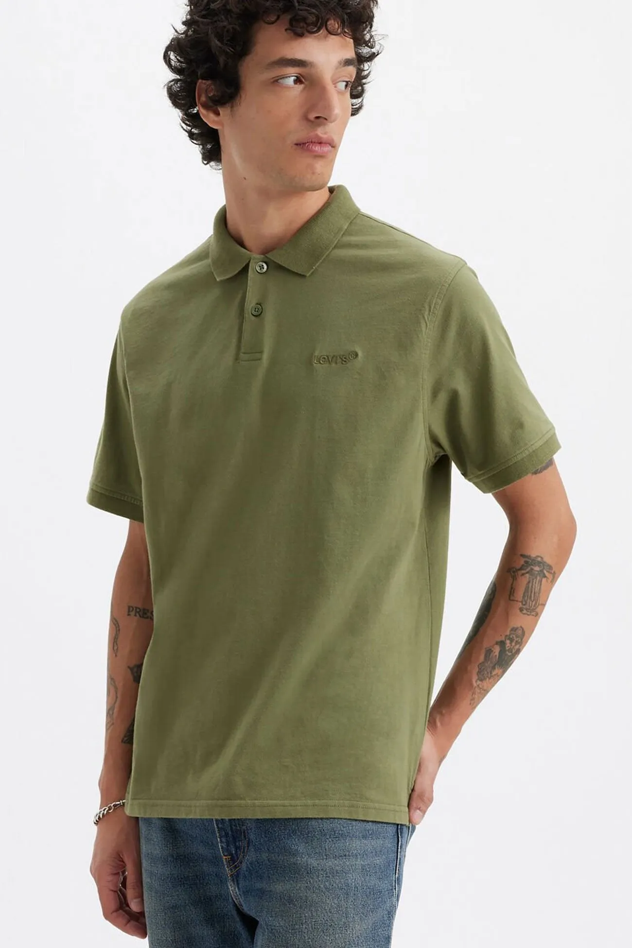 TearResistantWeave HighNeckCut Authentic Polo Bluish Olive