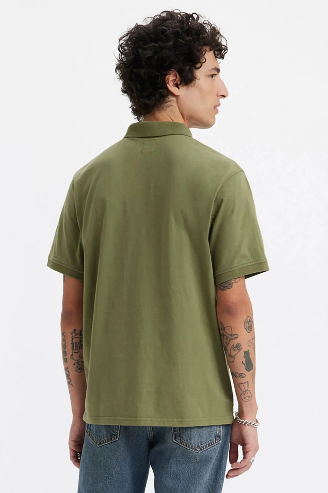 WrinkleResistant Cloth Authentic Polo Bluish Olive