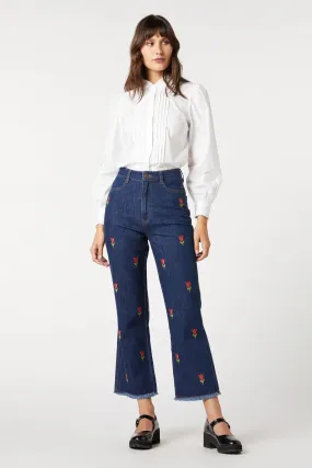 Tulip Embroidered Jean Freedom Fit Breathable mesh lining