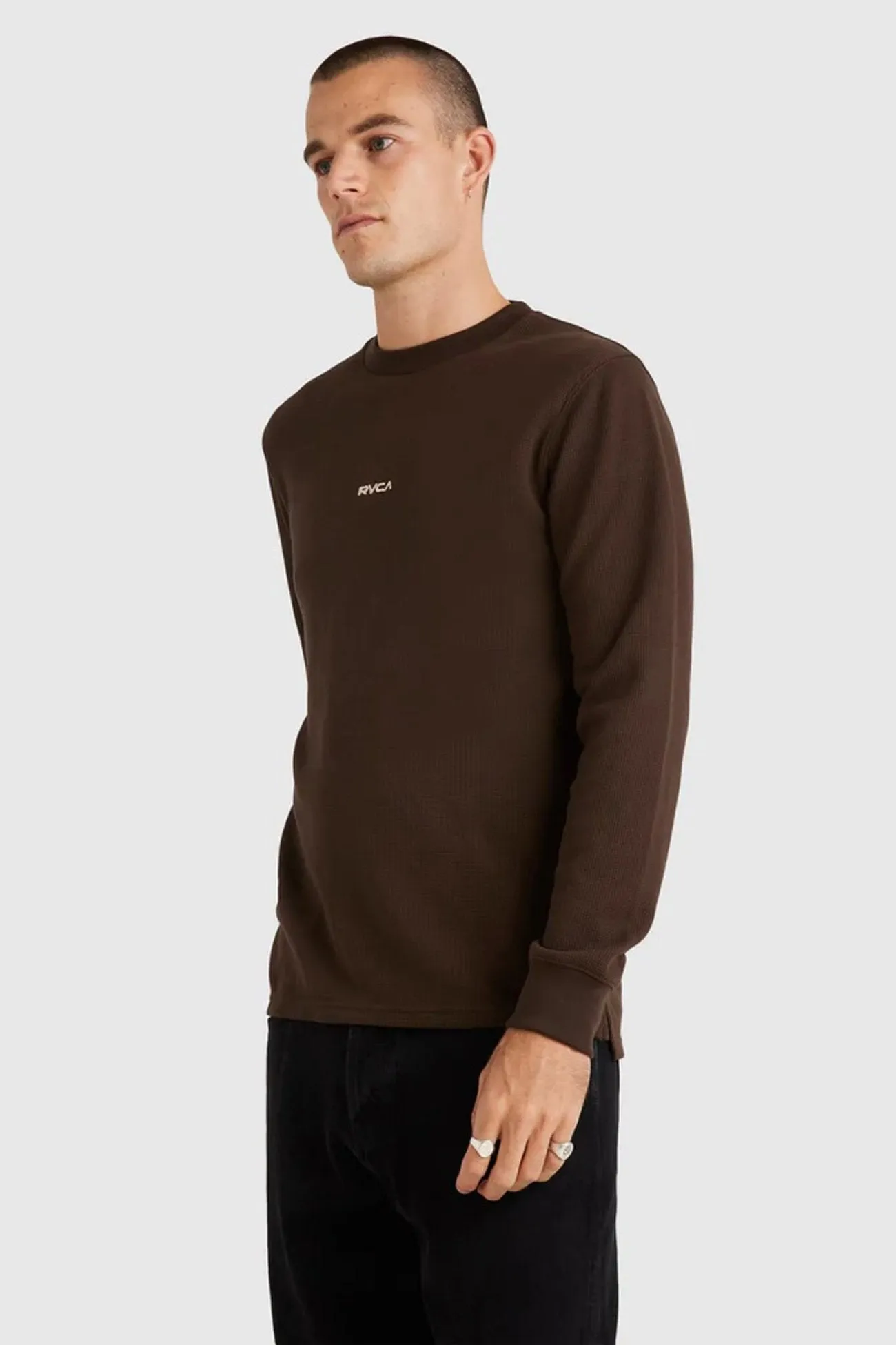 LightweightLayeredFabric Reinforced Shoulder Panels Union Waffle Long Sleeve Chocolate