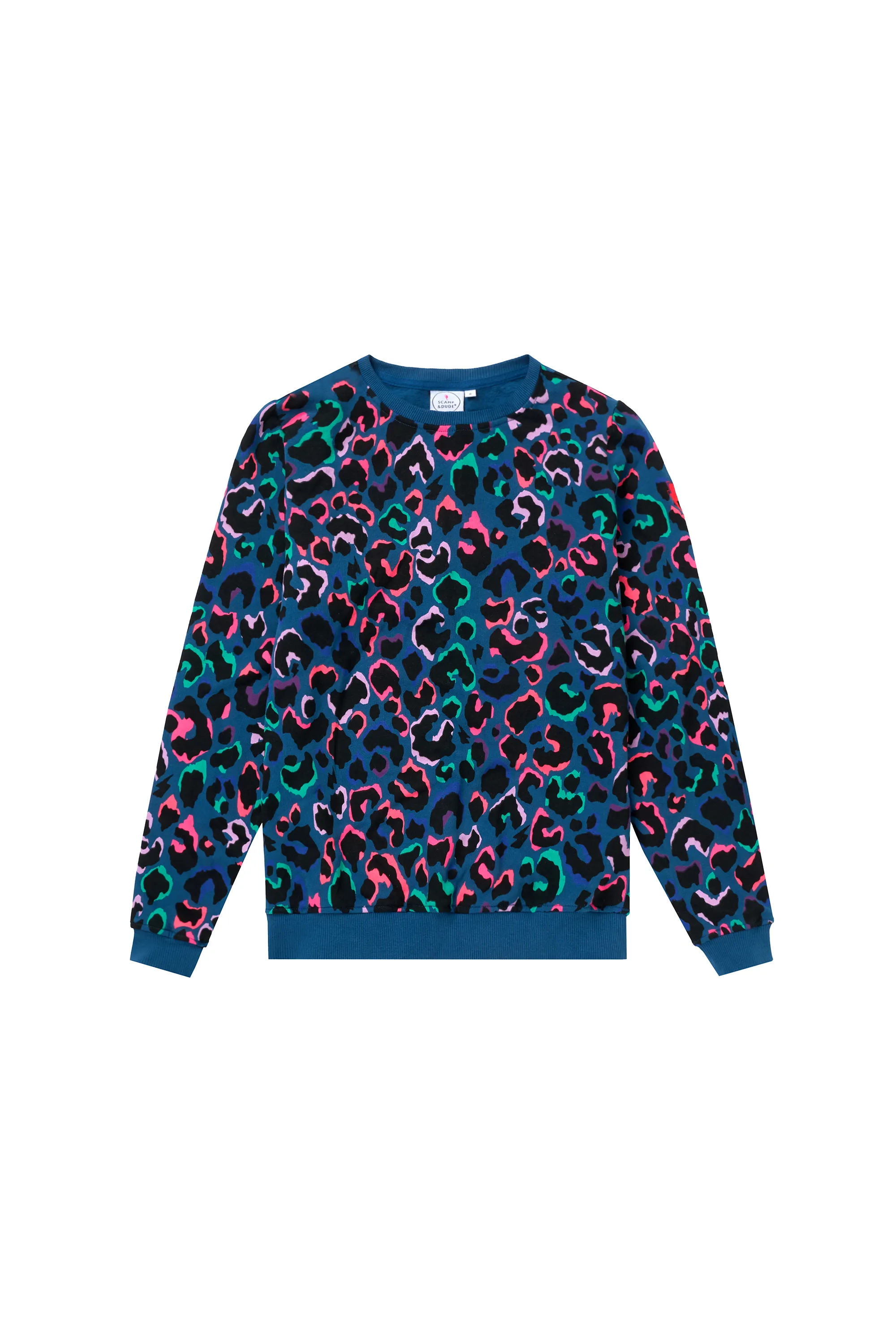 Ombre right for outdoor activities Teal with Rainbow Shadow Leopard Classic Sweatshirt