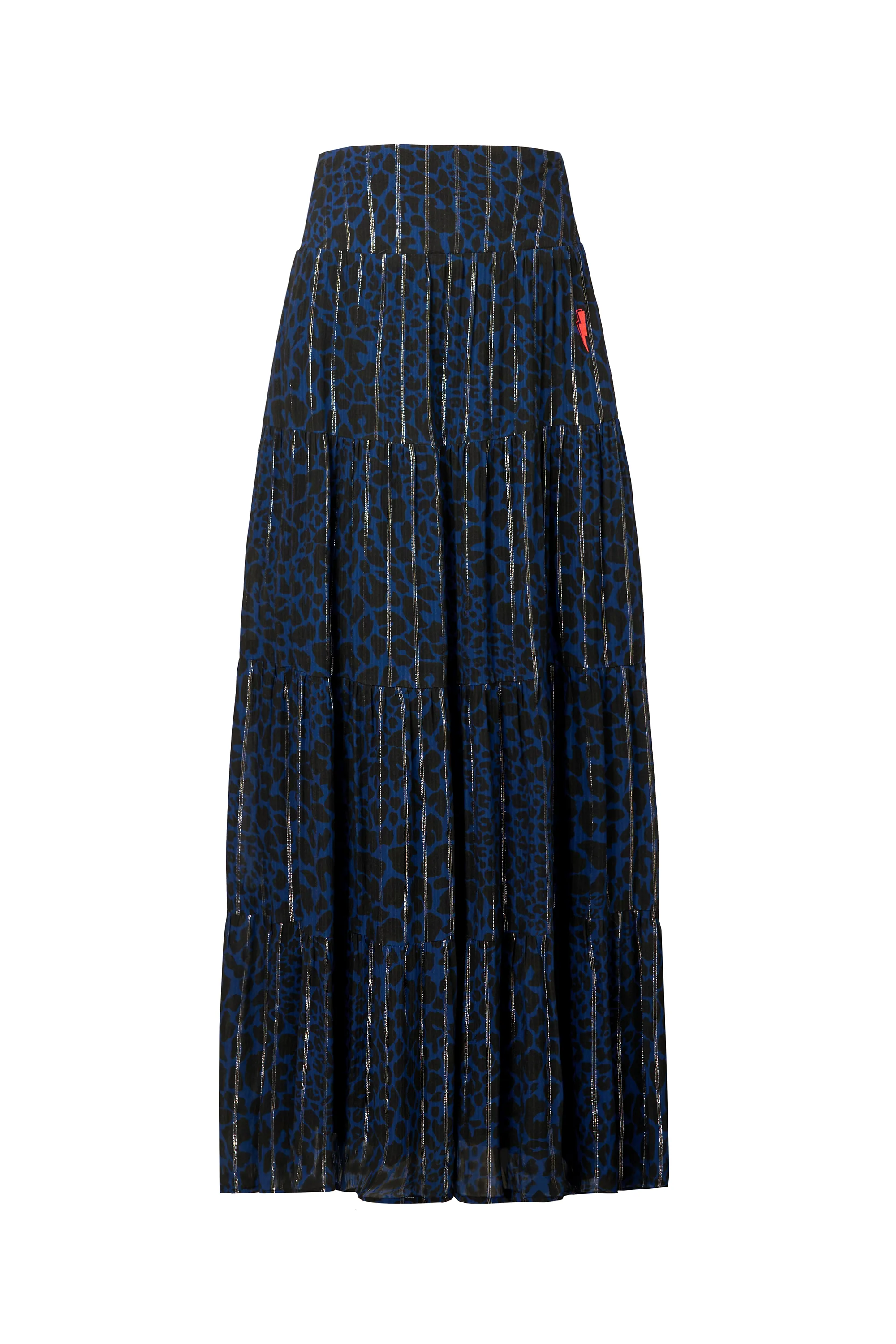 Navy with Black Rock and Roll Leopard Lurex Maxi Skirt Neat Look Soft Motion