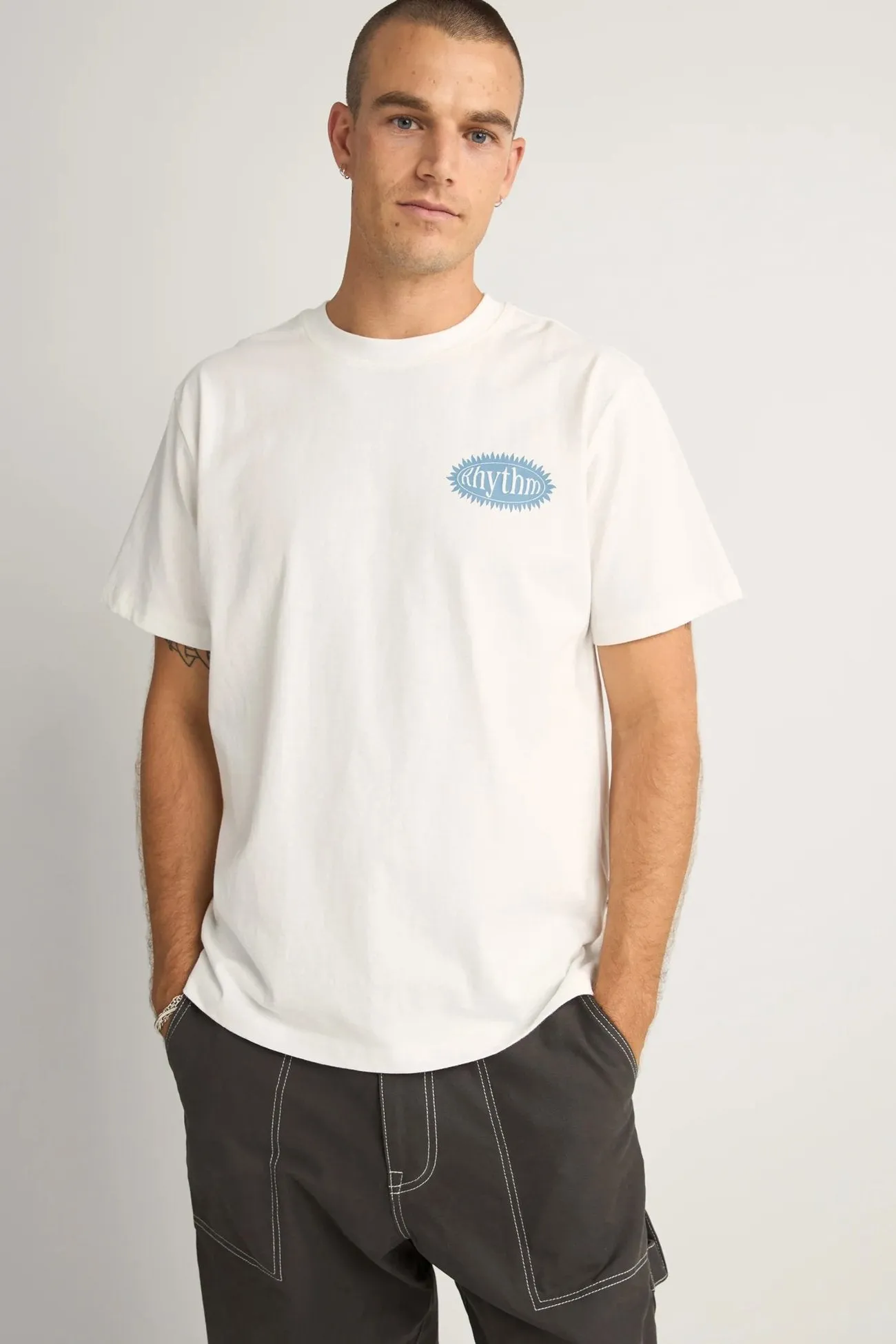 Ritmo Printed Vintage Short Sleeve T-Shirt Vintage White AthleisureReady Circular Knit