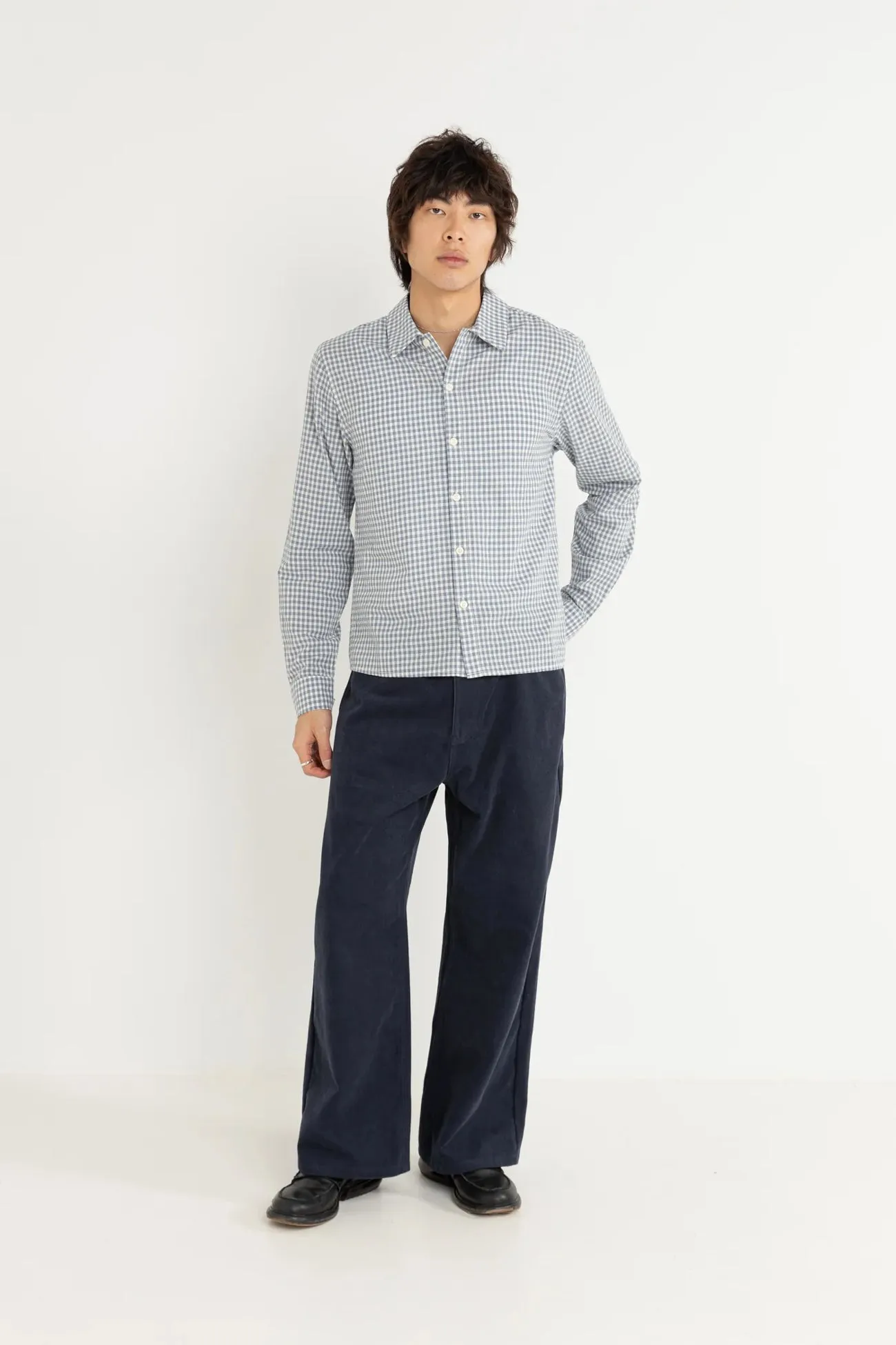 Azul Check Long Sleeve Shirt Blue Odor Resistant Coating