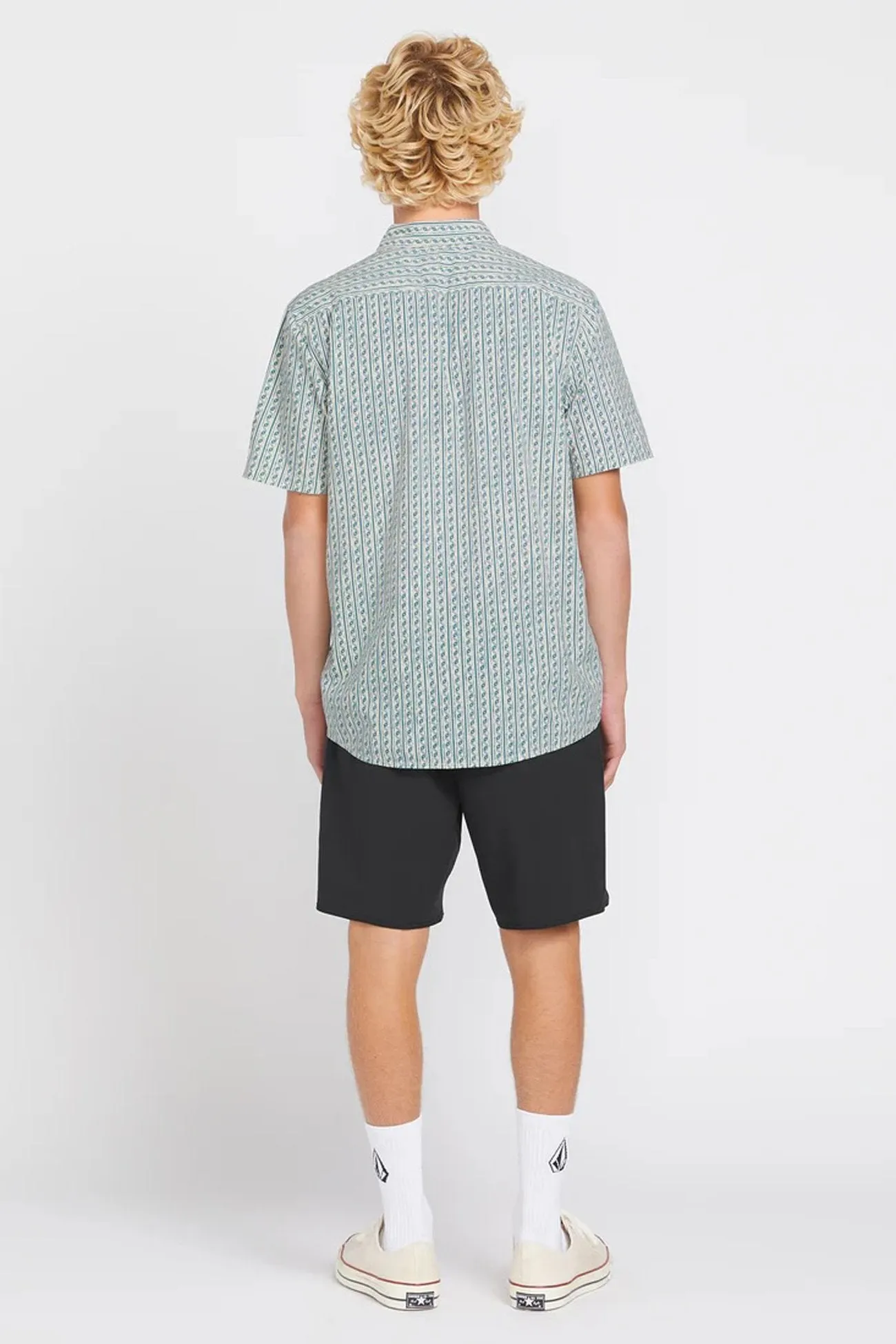 Street Style Scaler Stone Woven Short Sleeve Shirt Dirty White