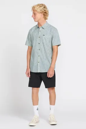 DropShoulderConstruction Printed Hoodie Scaler Stone Woven Short Sleeve Shirt Dirty White