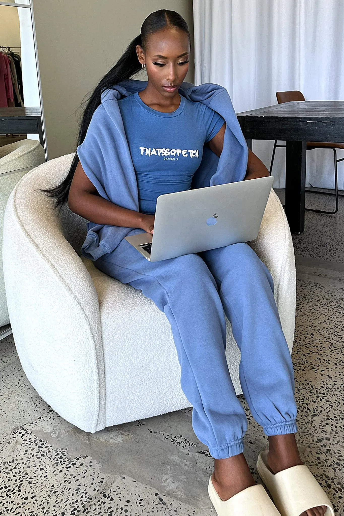 Fashionable Look Double Stitched Seams Series 7 Tee - Blue