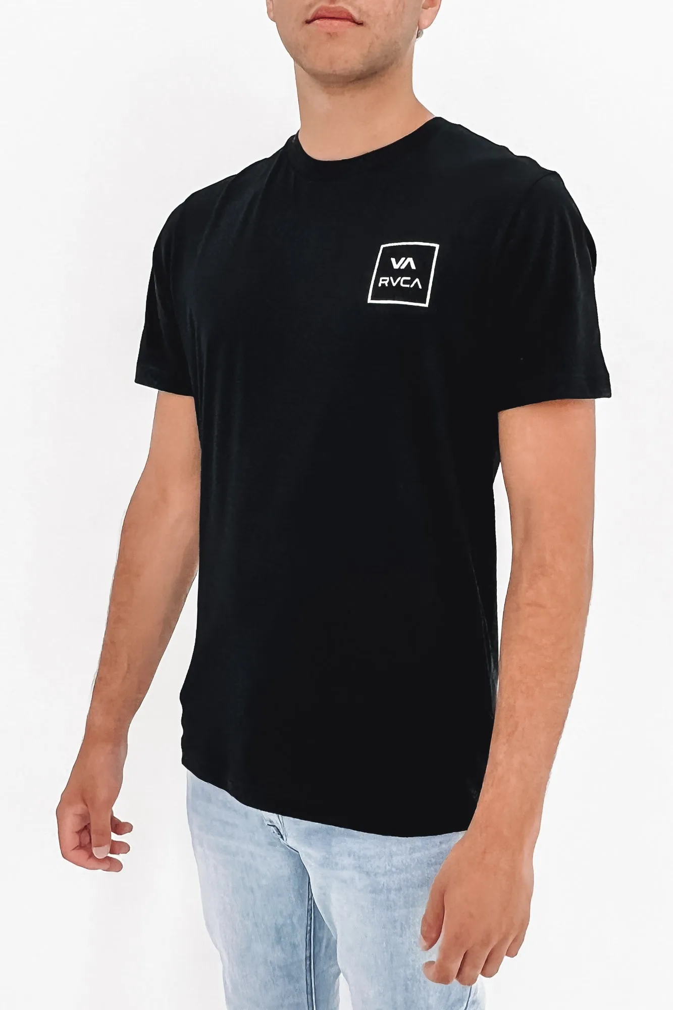 Non Restrictive Collar Tear Resistant Reinforcement VA All The Way Organic Tee Black