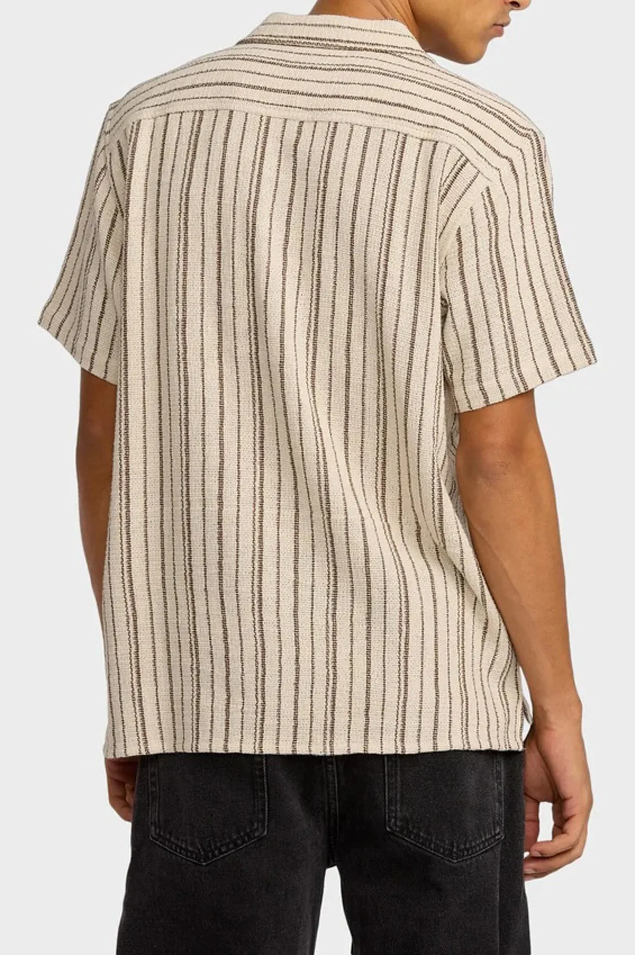 Vacancy Stripe Short Sleeve Ceramic OdorResistant Fabric Thermal Regulating Design
