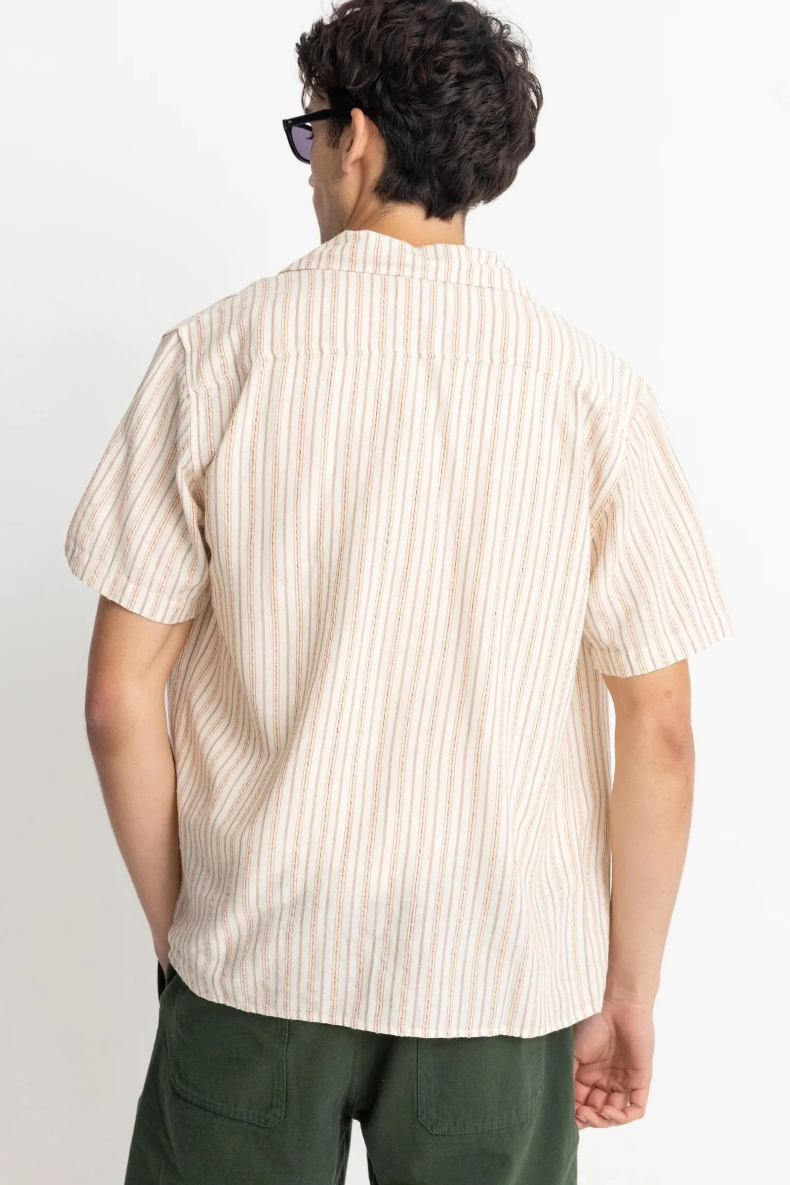 Vacation Stripe Short Sleeve Shirt Natural ArticulatedElbowShaping VersatileNeckline