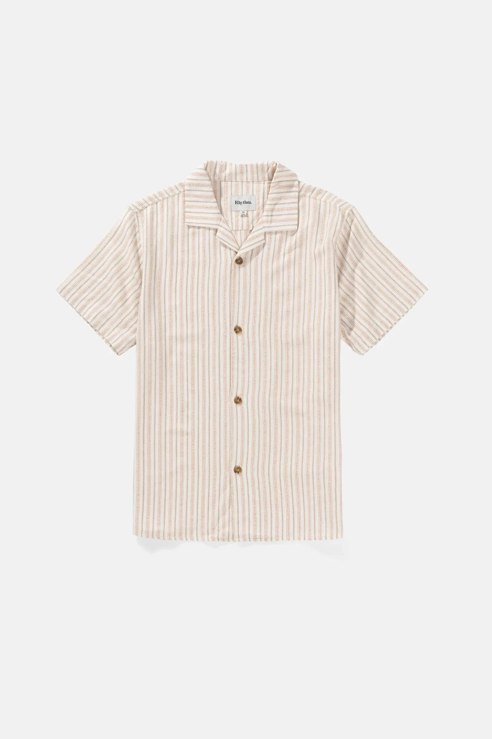 Vacation Stripe Short Sleeve Shirt Natural DropShoulder Reflective Detailing