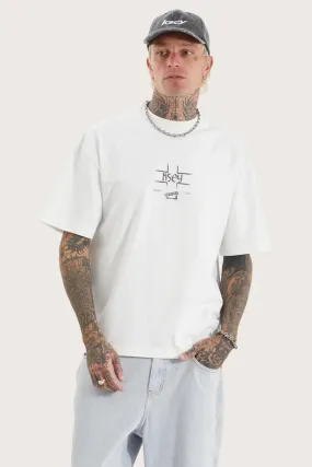 WrinkleResistantWeave Linen Blend Fabric Vage Street Tee Natural White