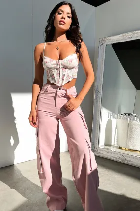 Venus Cargo Pants - Pink High Waist