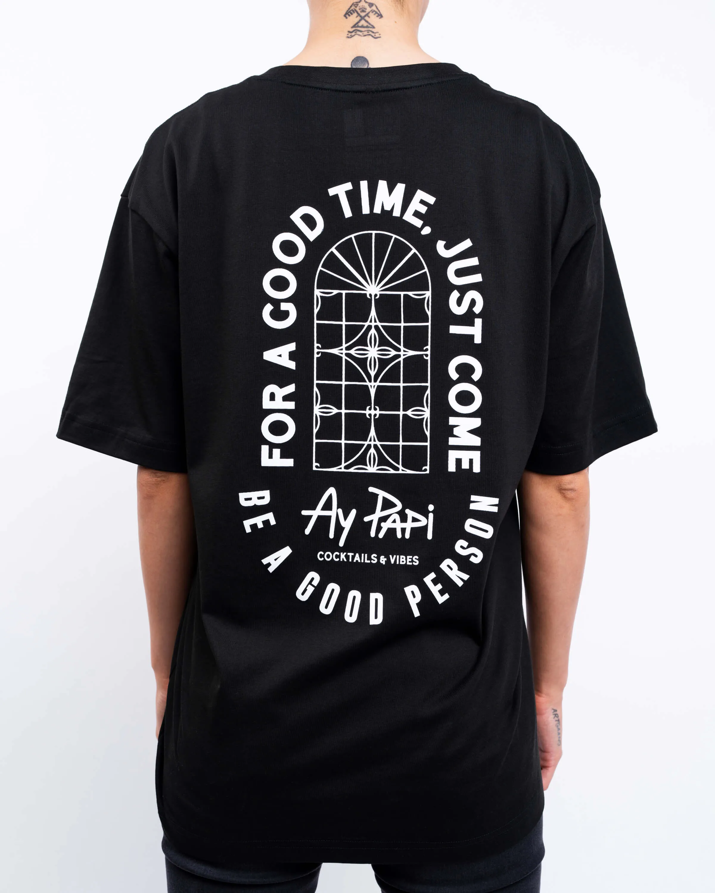 BE A GOOD PERSON X AY PAPI T-Shirt - Black AdjustableHemCuffs Stylish Tank