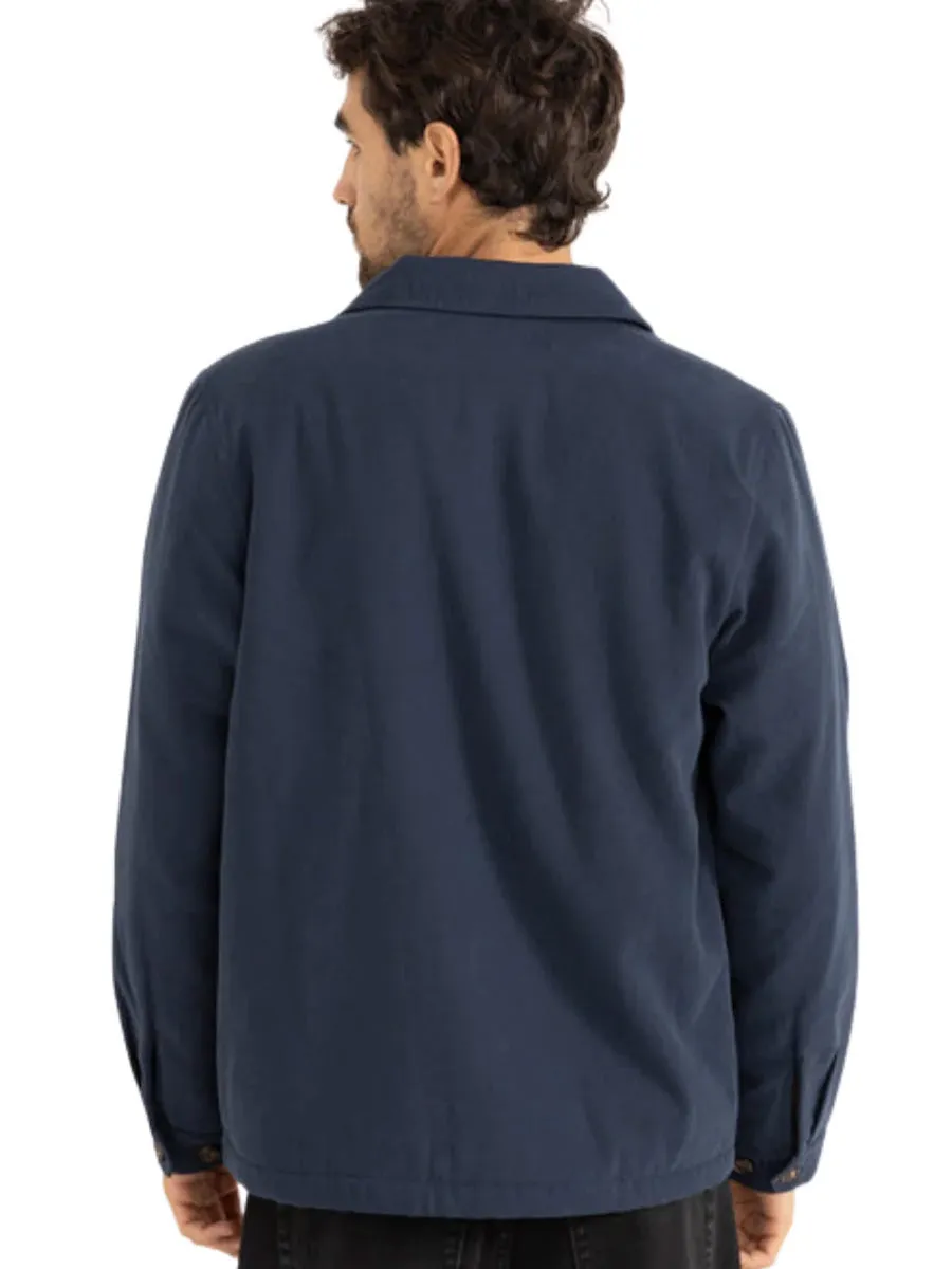 RHYTHM SHERPA LINED WORK SHIRT - NAVY Durable Stitching