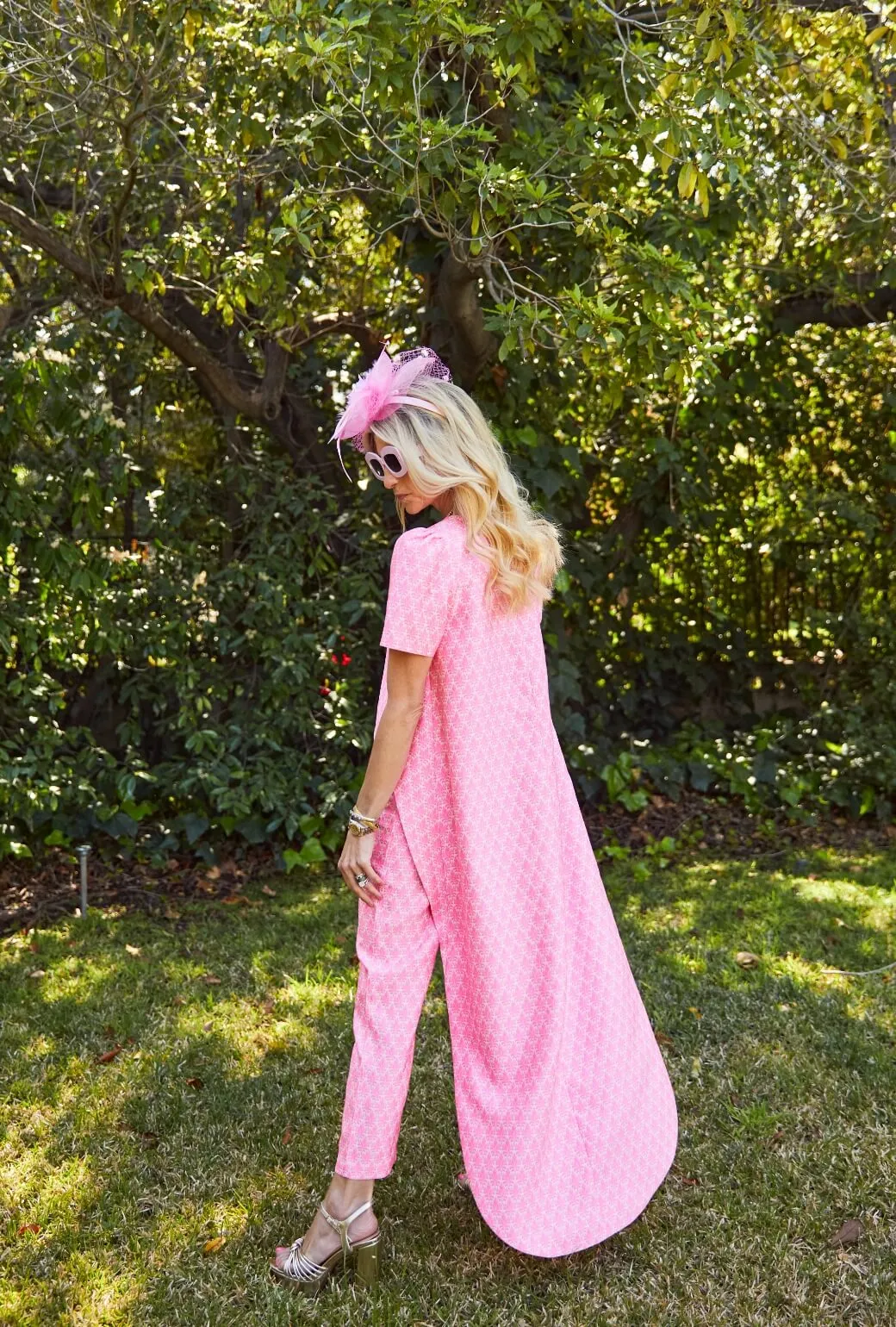 Run for the Roses Cropped Cigar Pant - Pink Damask Sport Friendly Shape Retention