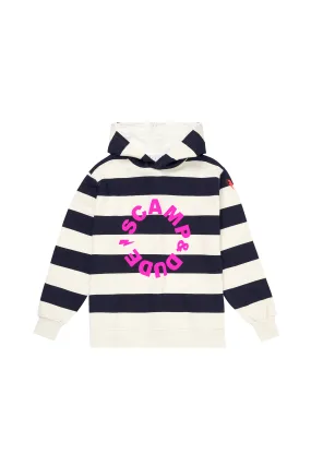 Cruise Wear Navy with Cream Stripe and Logo Hoodie