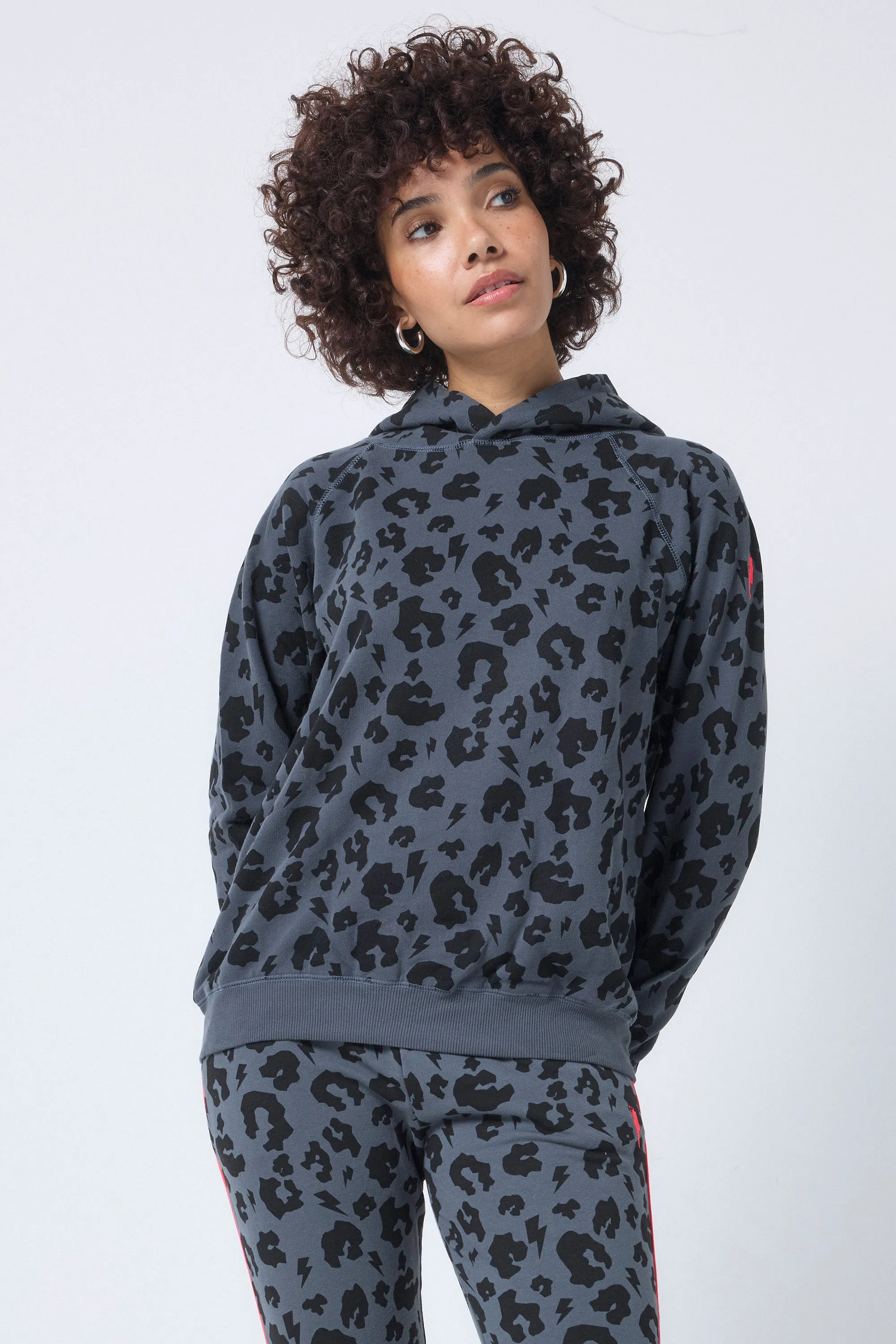 Patchwork Grey Leopard Hoodie