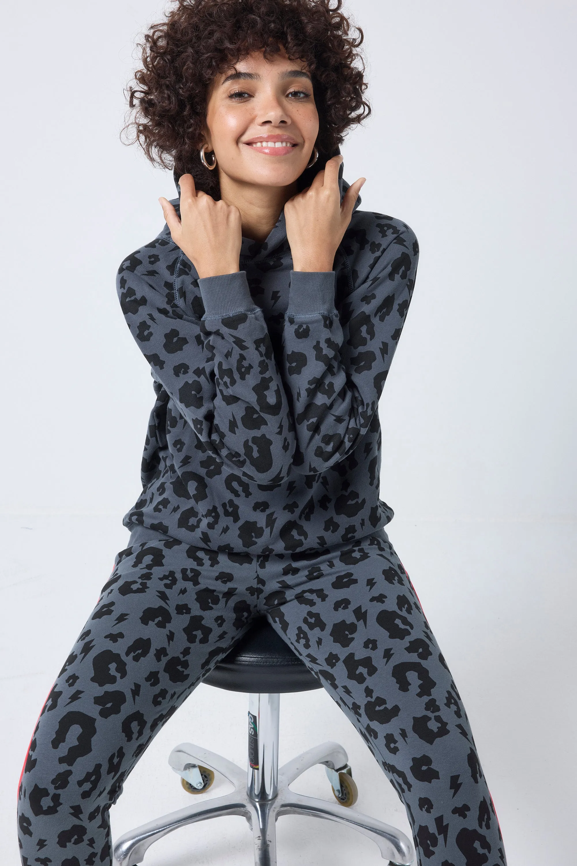 Grey Leopard Hoodie 3D Sculpted Hood