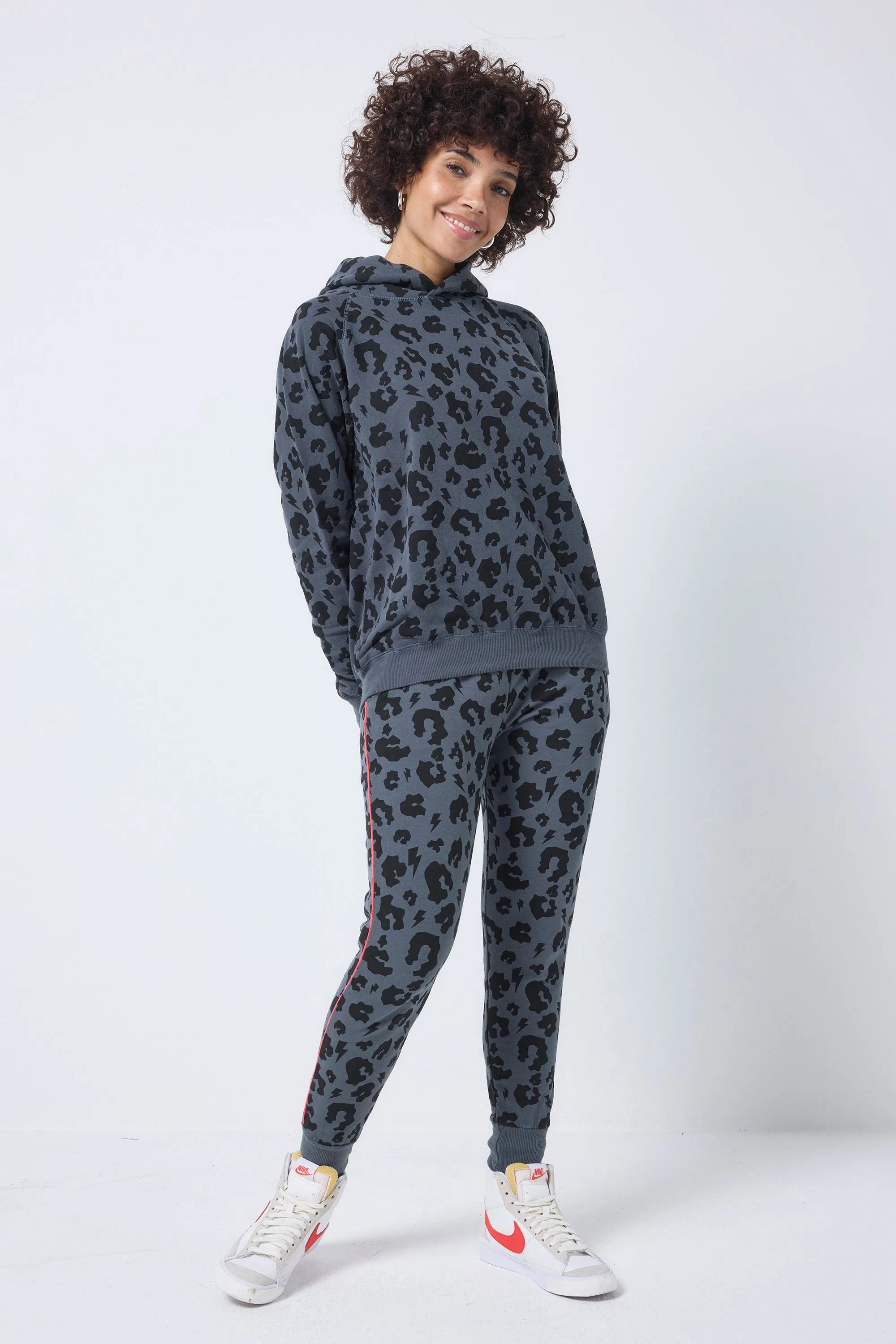 Stretch Wear Grey Leopard Hoodie