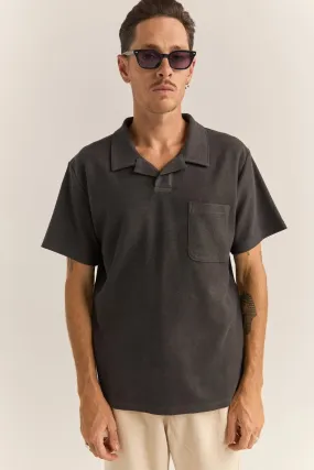 Wind Resistant Fabric Vintage Terry Polo Vintage Black