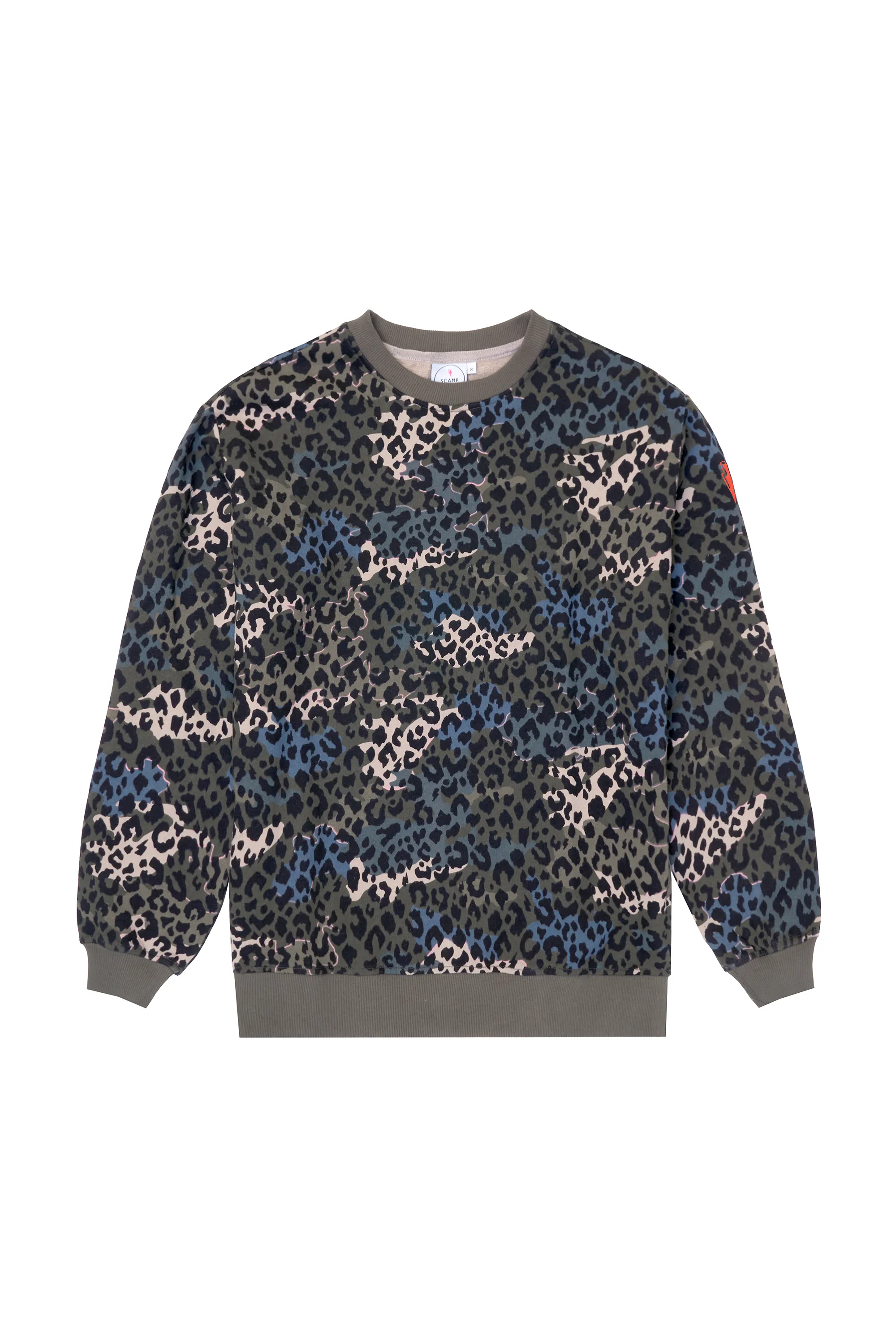 Relaxed Hoodie rhinestone accents Khaki with Green Wild Camo Oversized Sweatshirt