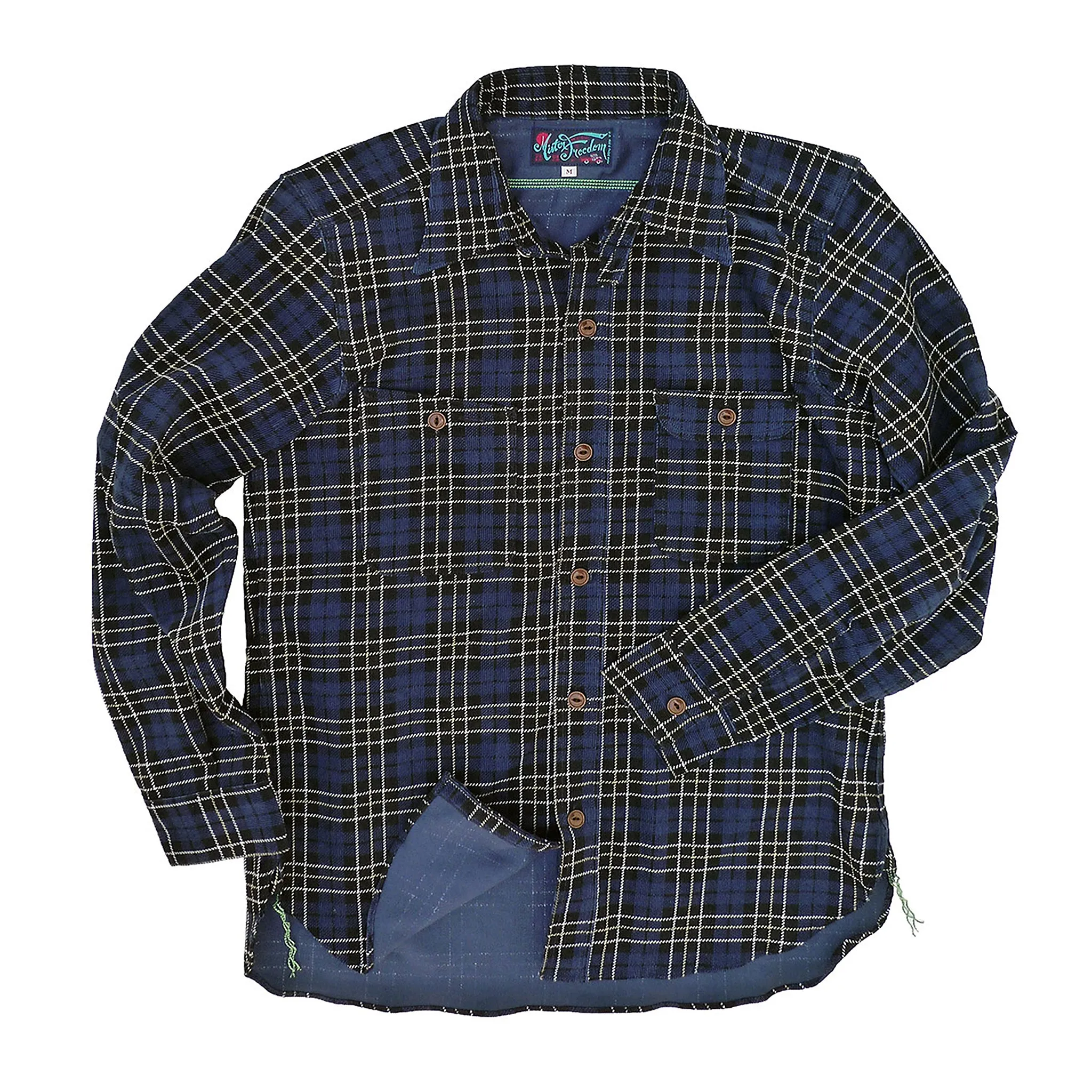 Breathable Lining Non Iron Material Nixon Shirt - Navy Printed Plaid Corduroy - Warehouse