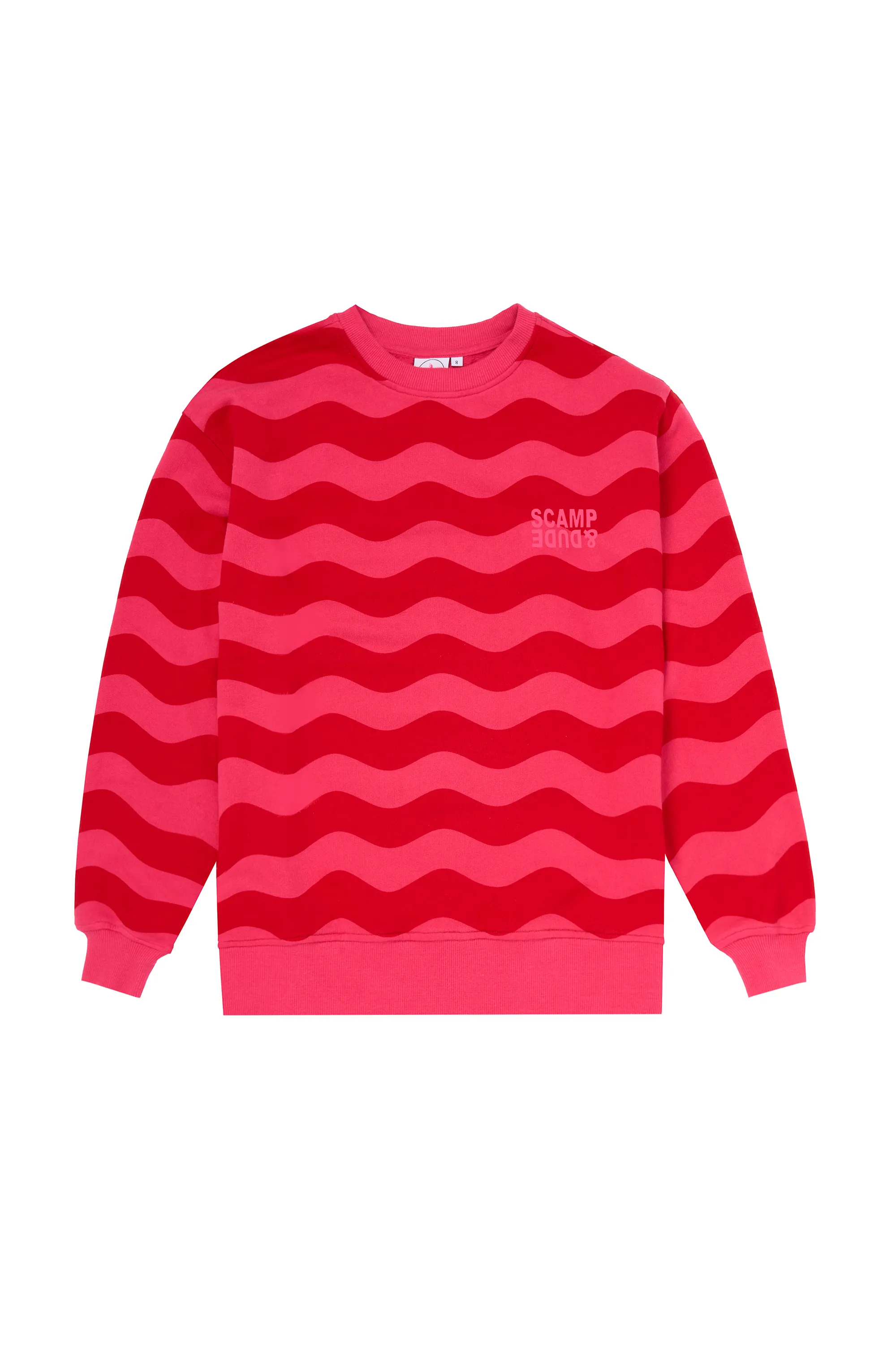 Practical clothing Versatile Jacket Red and Pink Wave Stripe Oversized Sweatshirt