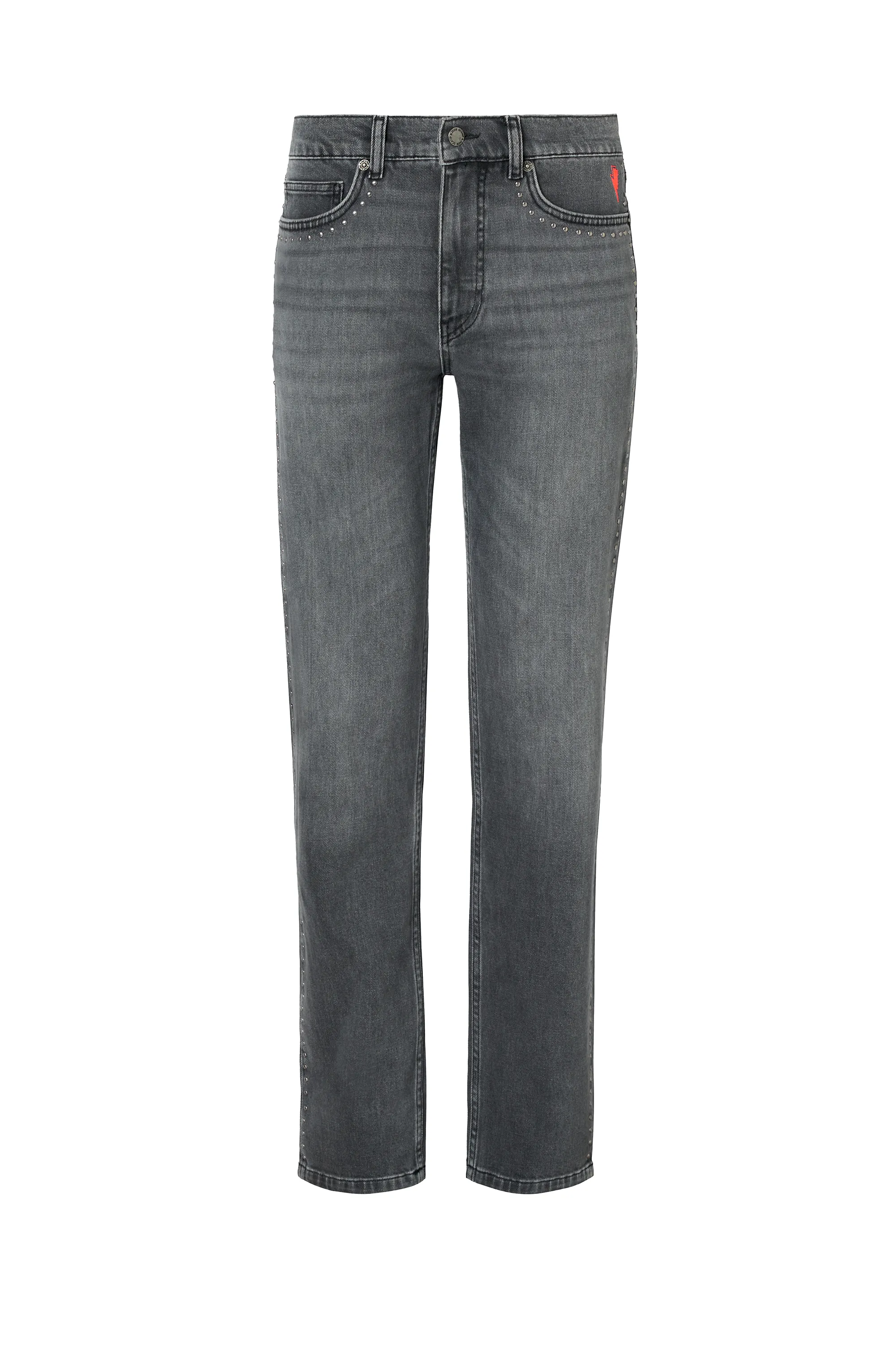 Body Shape Practical Look Washed Black Studded Boyfriend Jeans