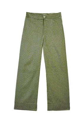 Buru x Megan Stokes Charlie Pant - Olive Windowpane Easy Wear