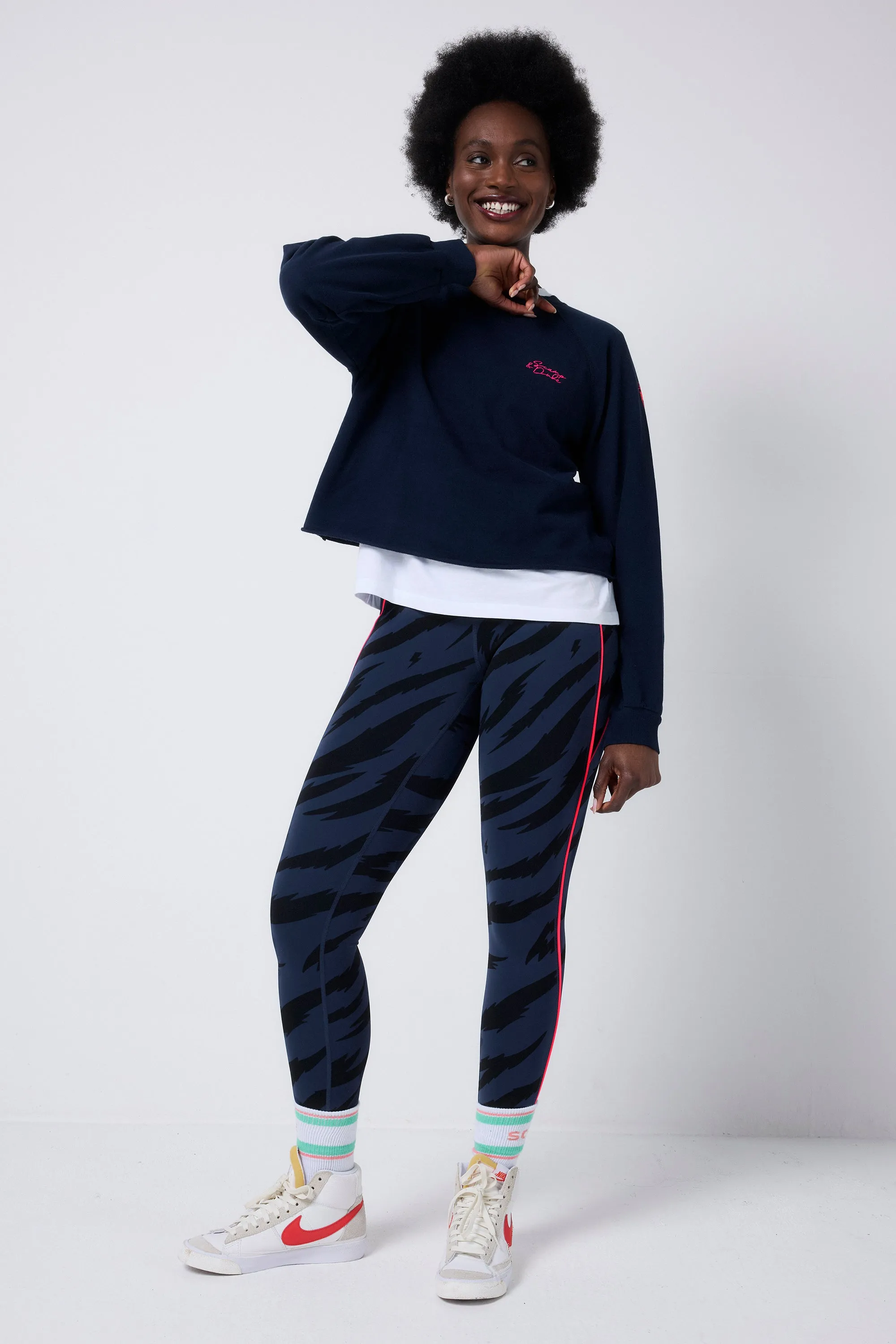 Washed Navy Cropped Sweatshirt Performance Wear