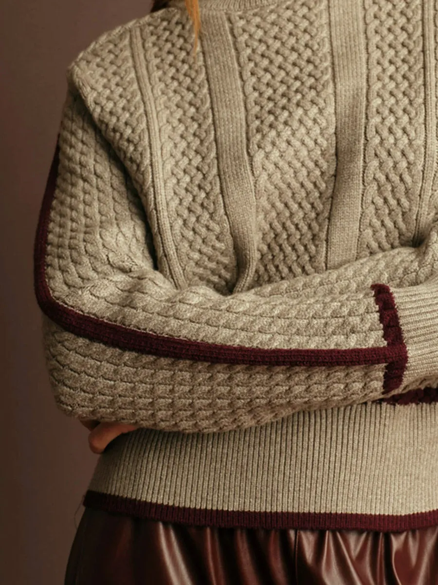 KEVIN TURTLENECK SWEATER - LIGHT GREY W/WINE DETAIL EcoDyeProcess