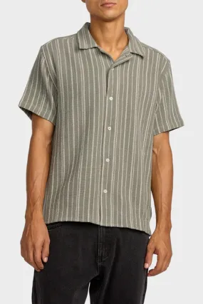 DoubleStitched Hemming Vacancy Stripe Short Sleeve Light Olive