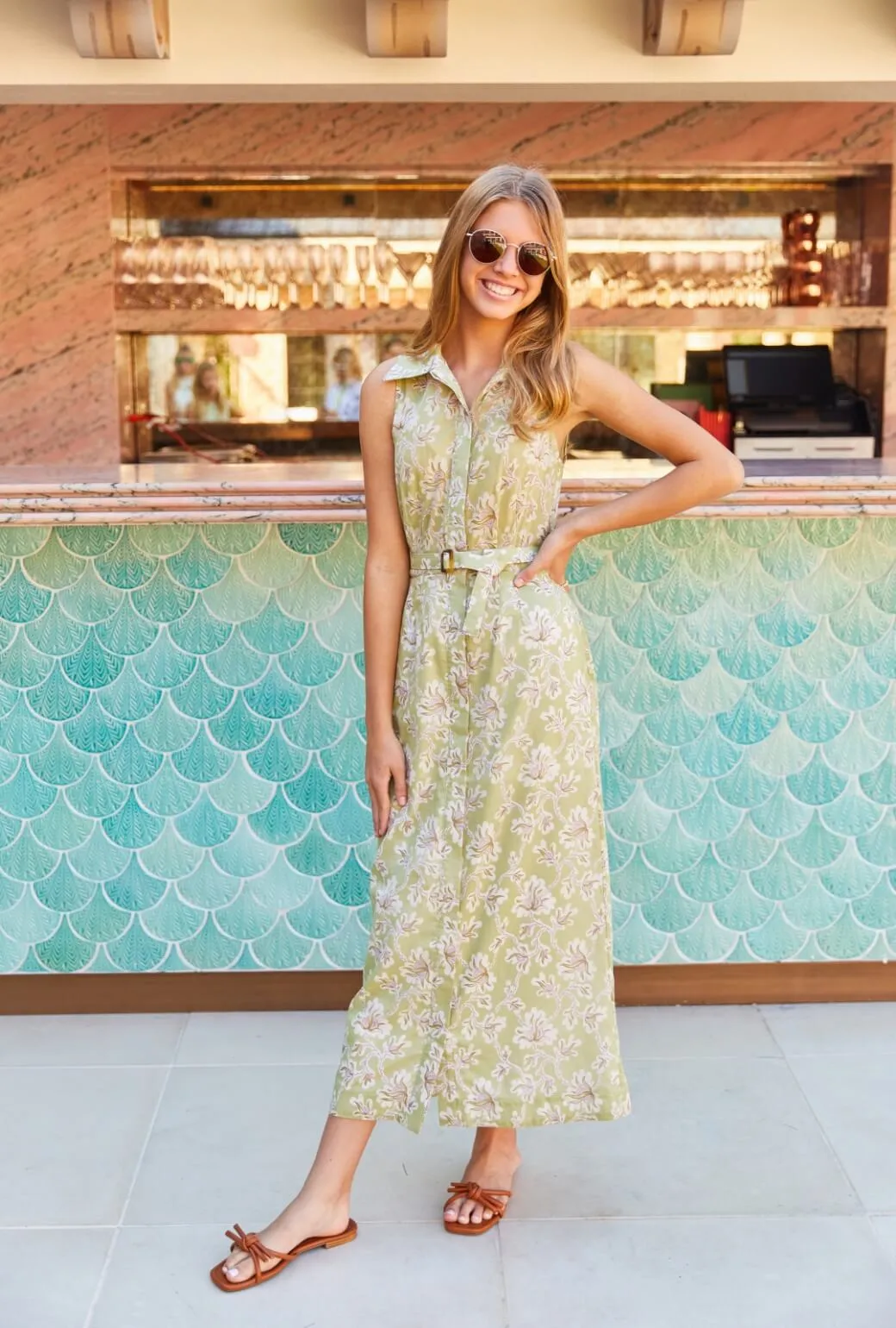Dreamy Silhouette Buru x PBL Maxine Shirtdress - Green Floral