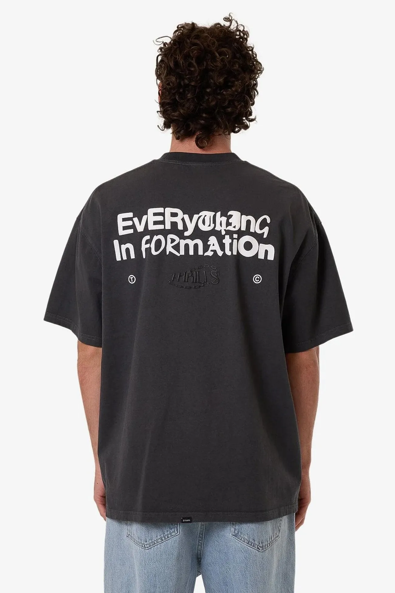 Breathable Mesh Back Compact Stitching Chain Of Formation Box Fit Oversize Tee Dark Charcoal
