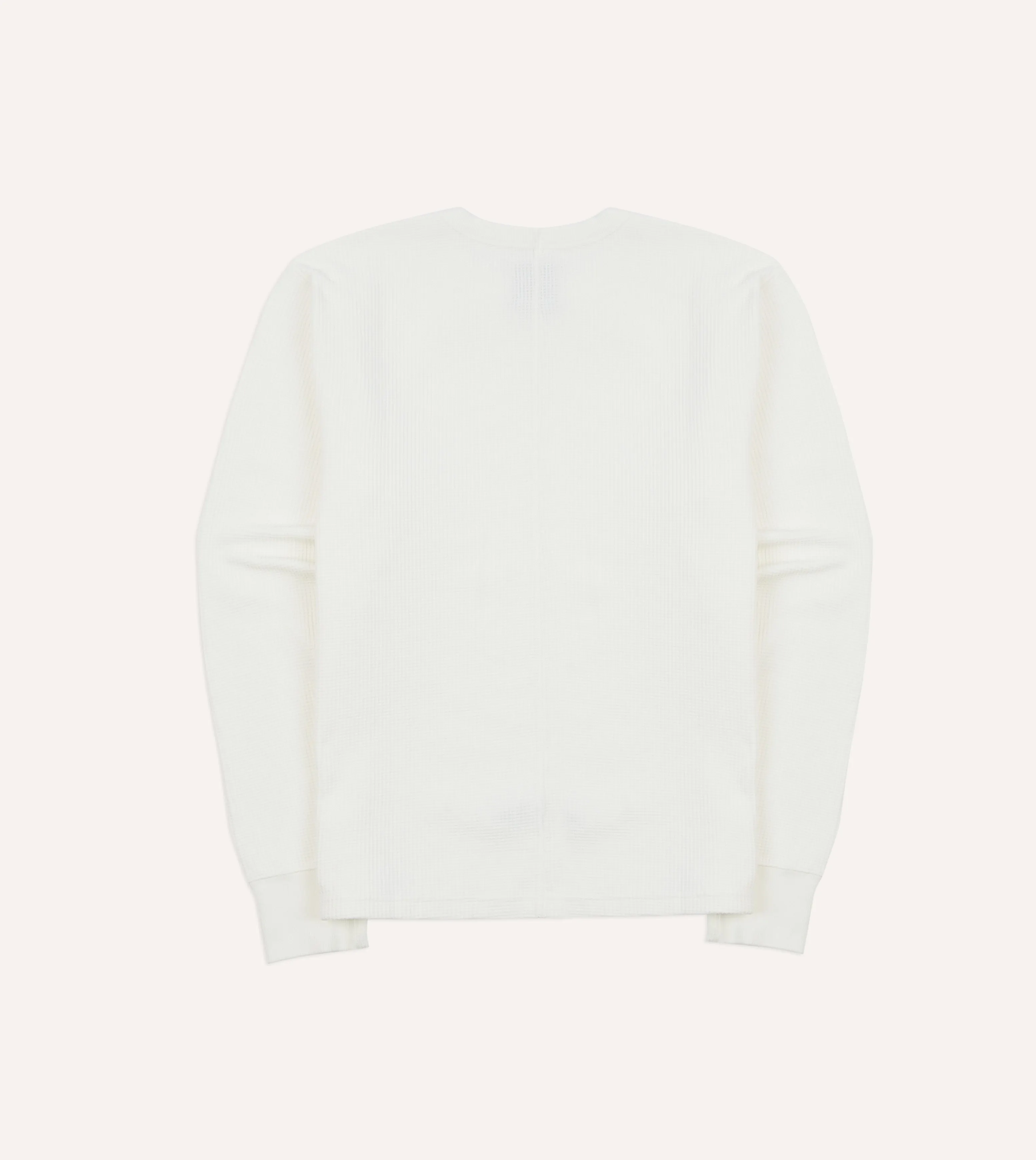 Cozy Wearable Chill Vibe White Waffle Knit Long-Sleeve Hiking T-Shirt